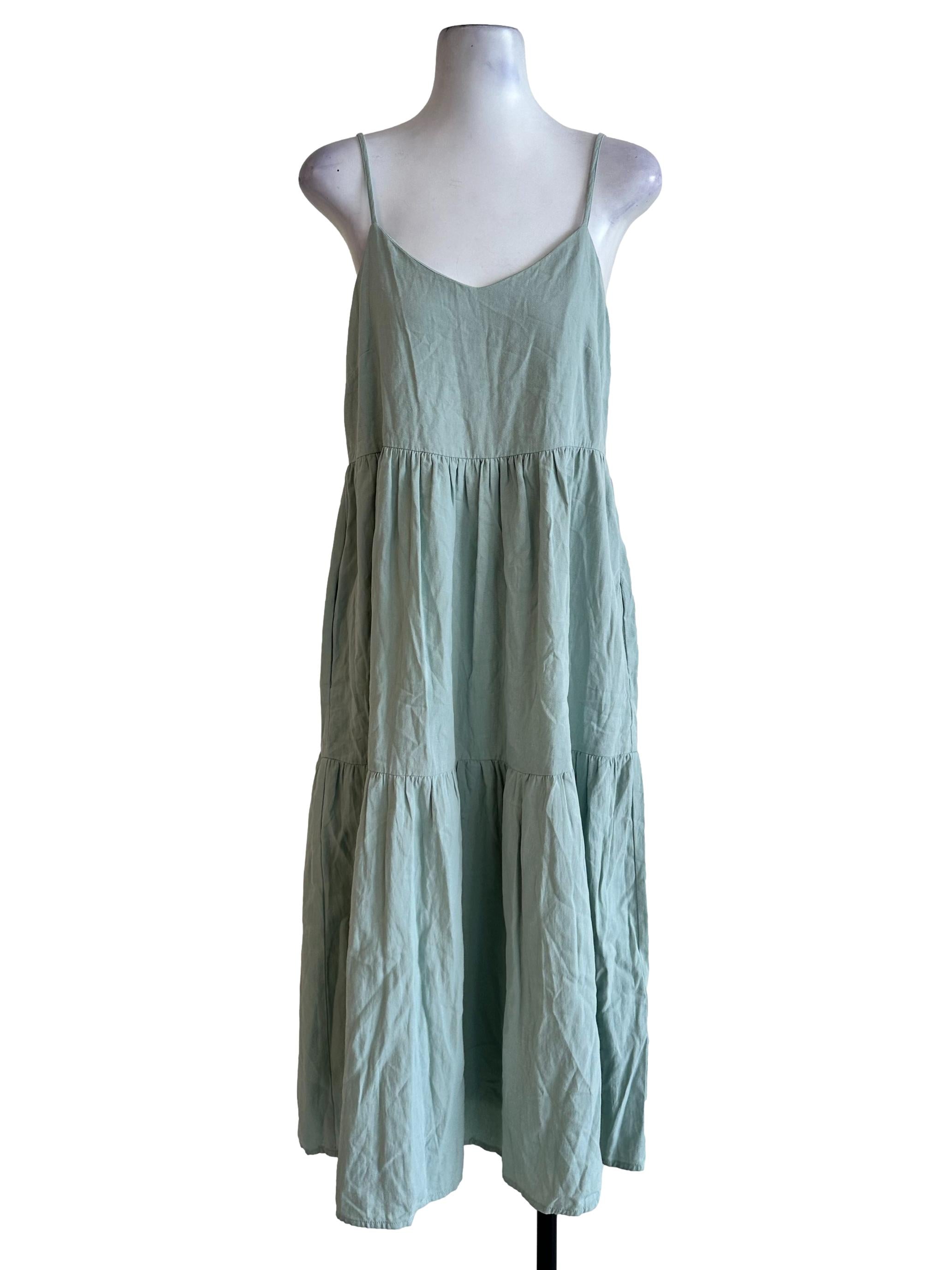 Olive Green Sleeveless Midi Dress