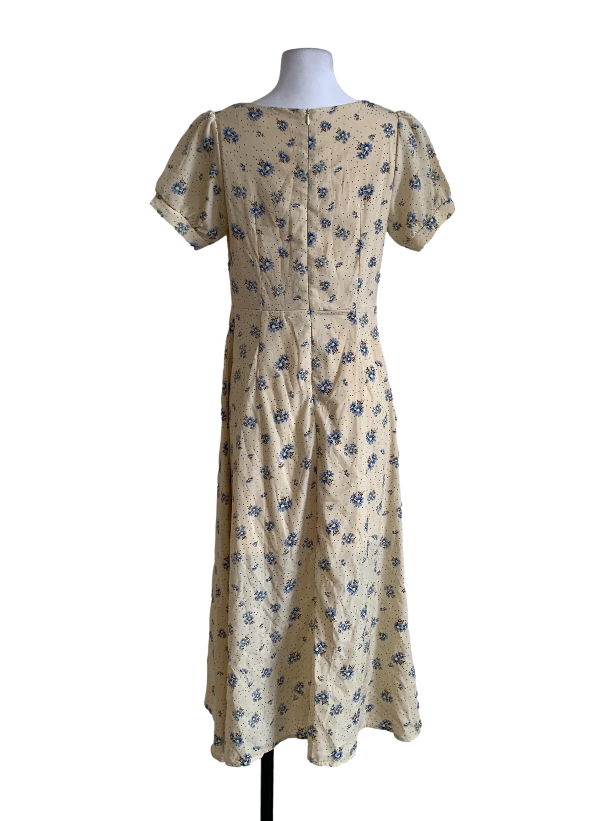 Beige Floral Empire Dress