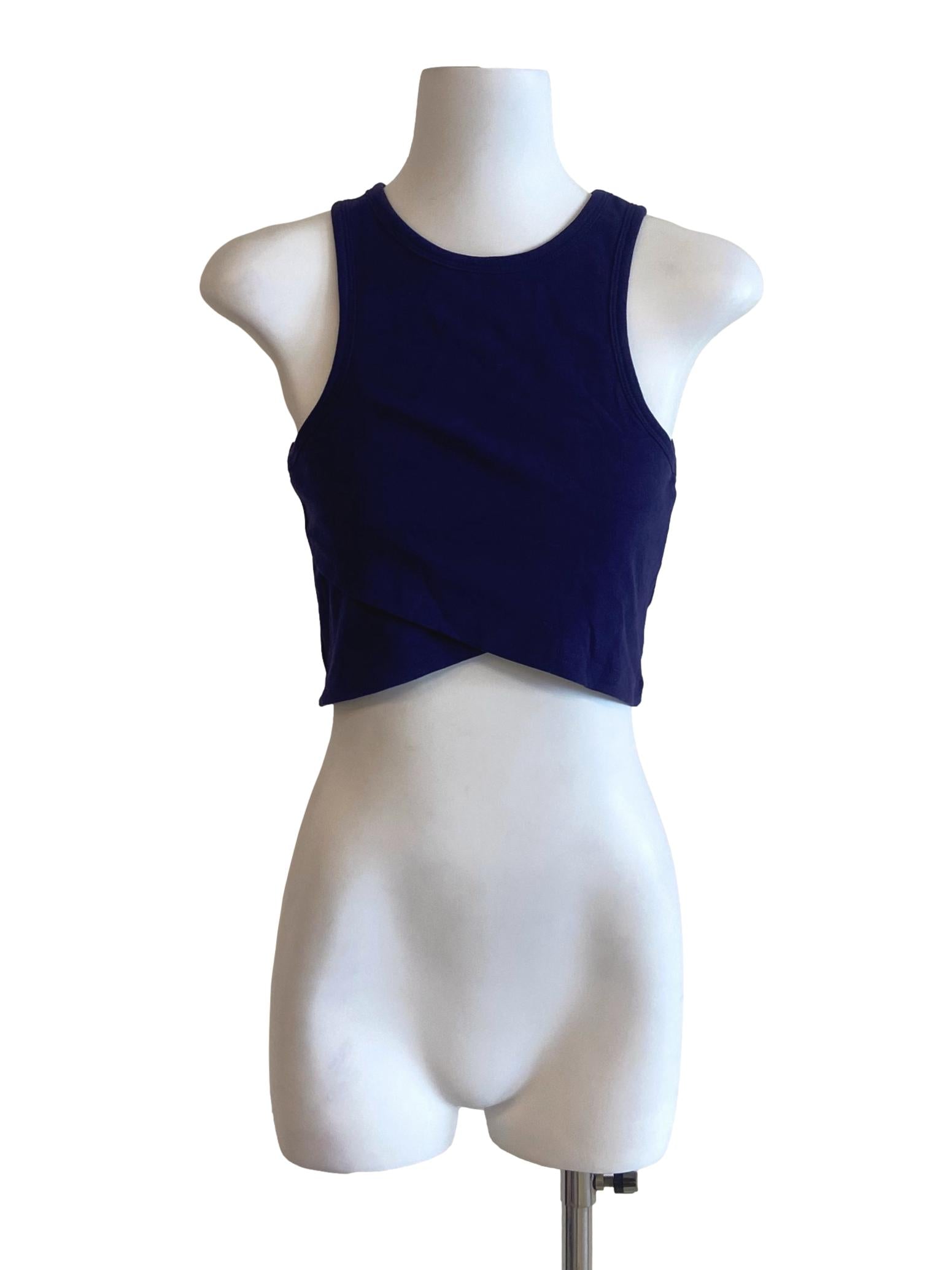 Indigo Blue Sleeveless Halter Neck Crop Top TTR