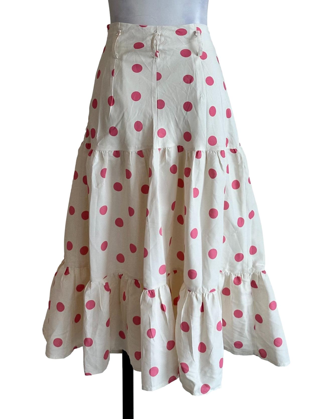 Cream White Polka Dot Skirt