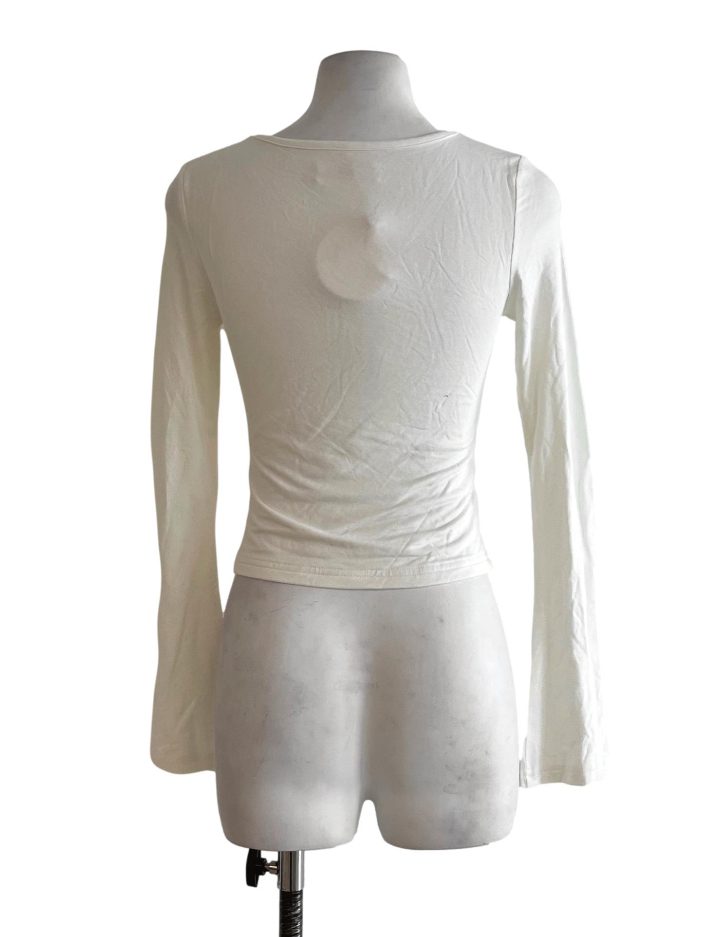 White Jewel Neckline Blouse