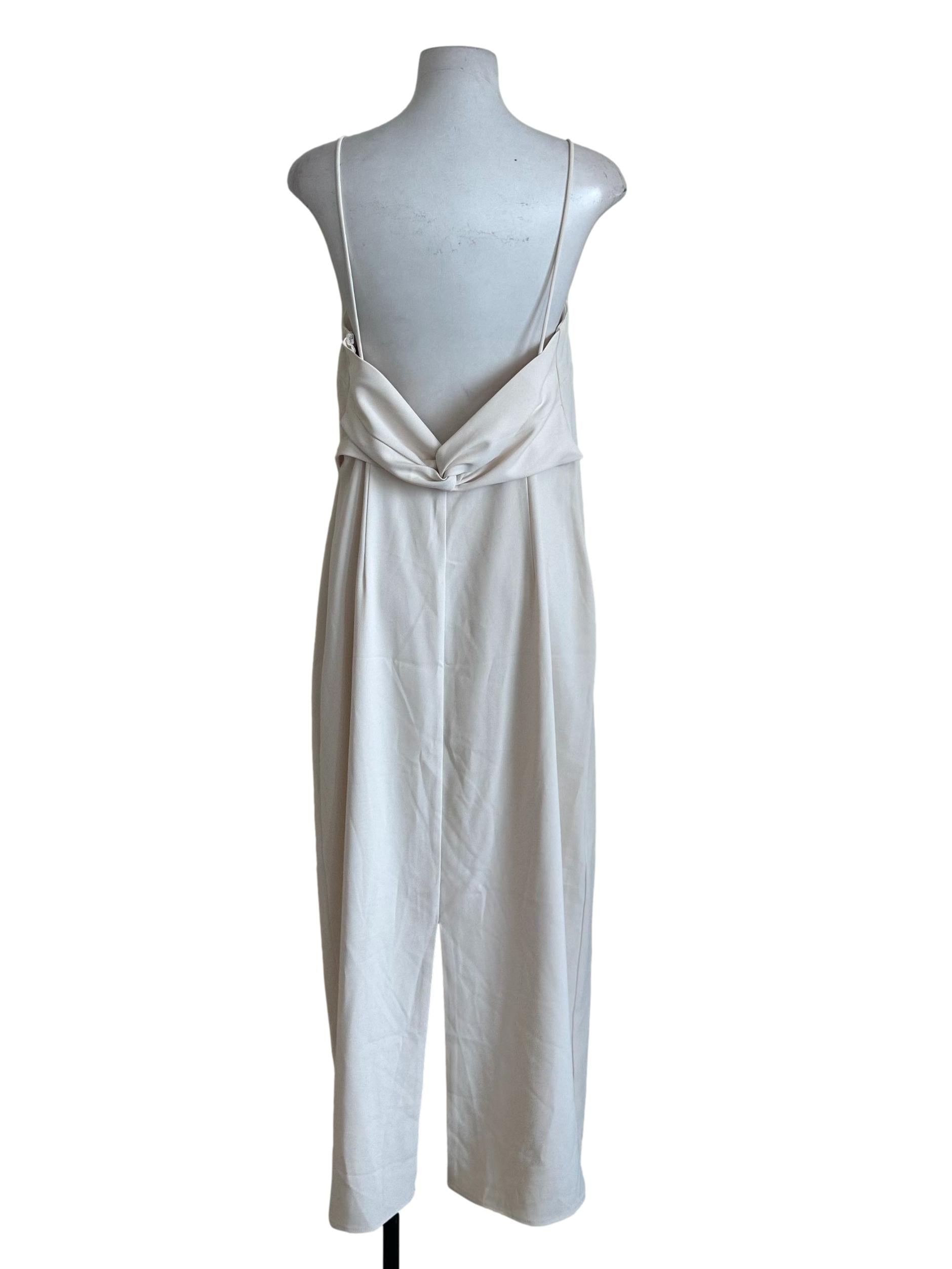 Pearl White Square Neck Back Slit Dress