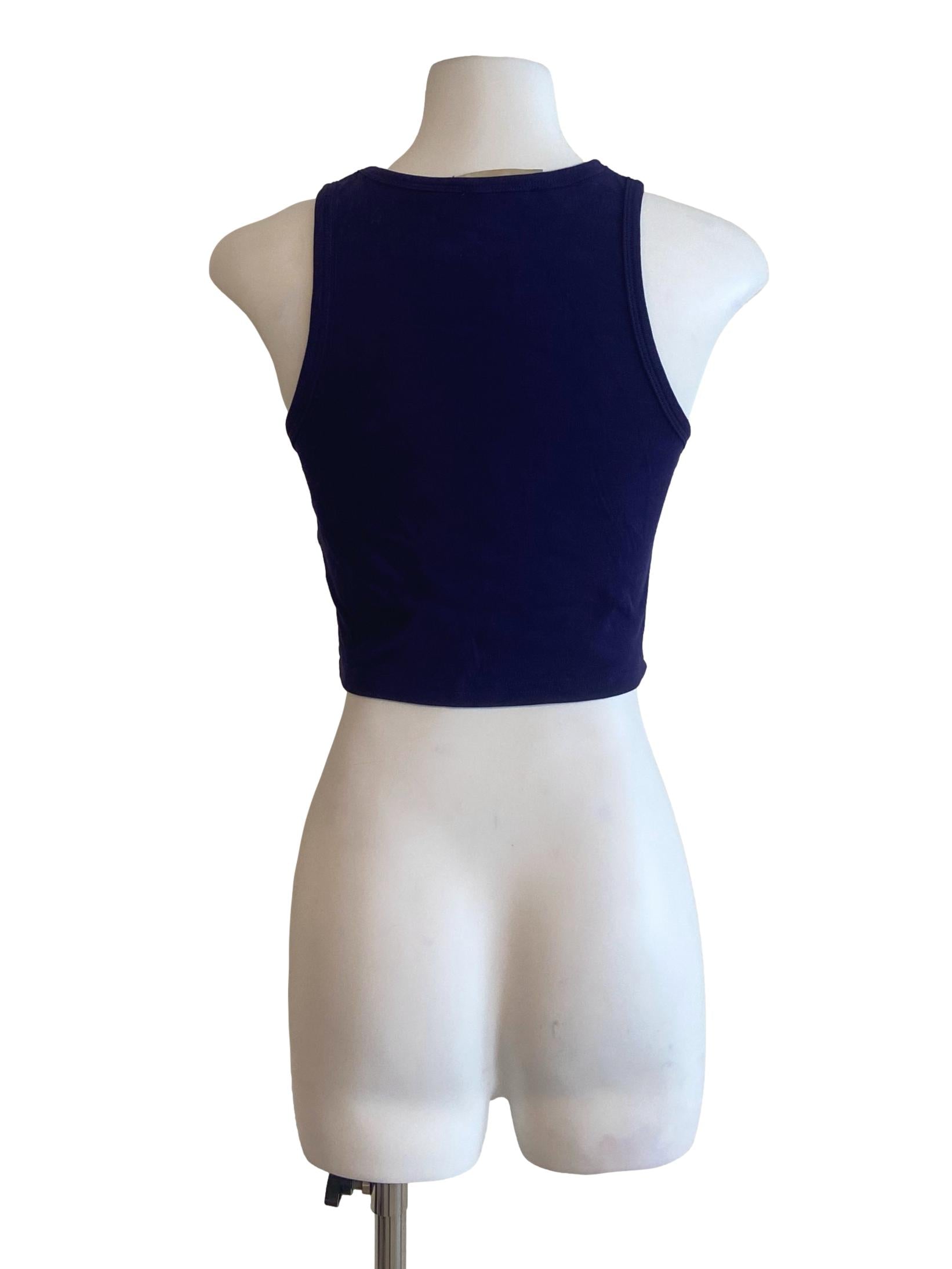 Indigo Blue Sleeveless Halter Neck Crop Top TTR