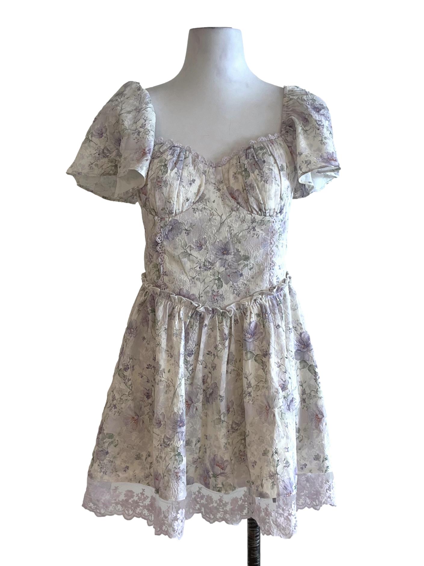 White Floral Empire Dress