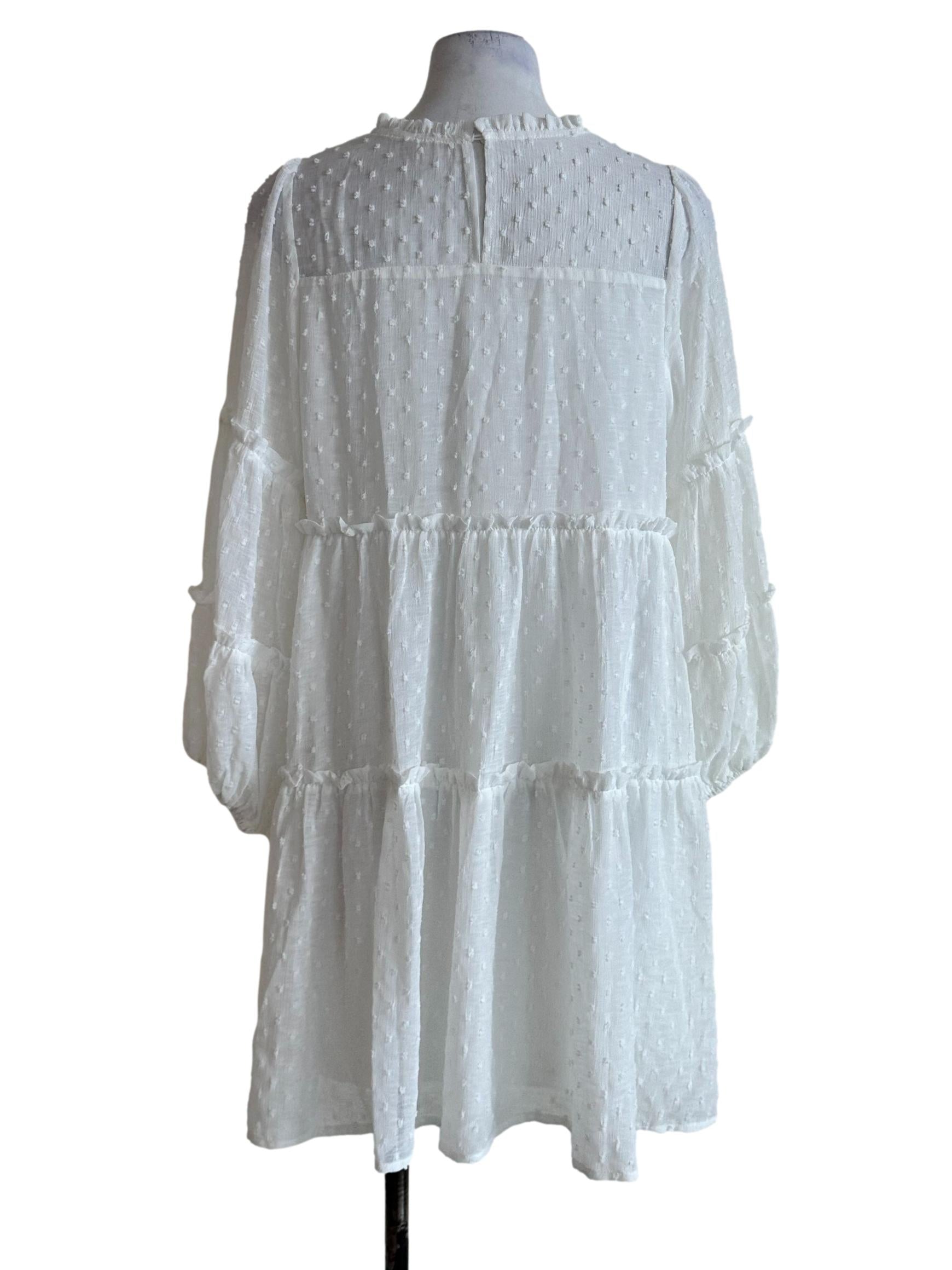 Porcelain White Dots Pattern Dress