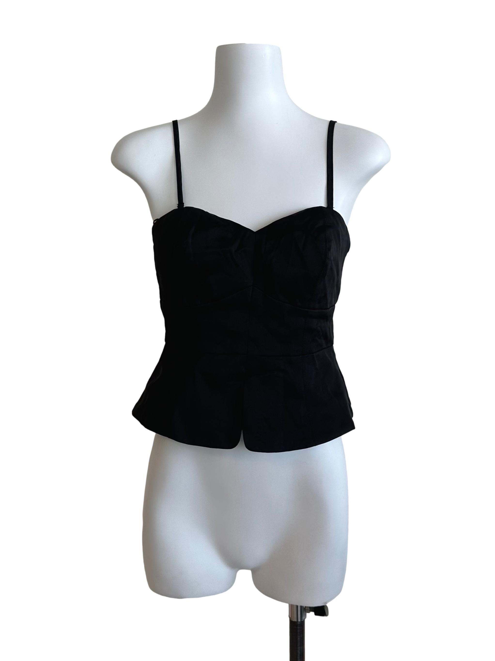 Onyx Black Sweetheart Neck Fitted Top