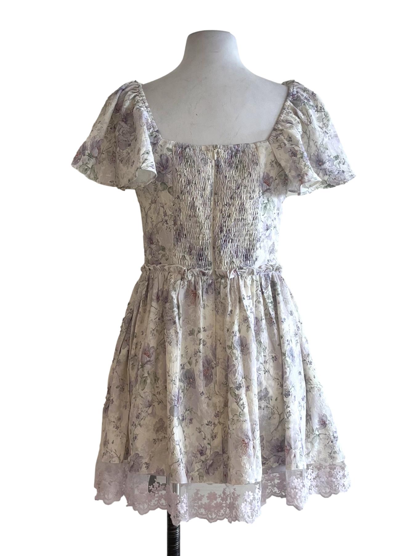 White Floral Empire Dress