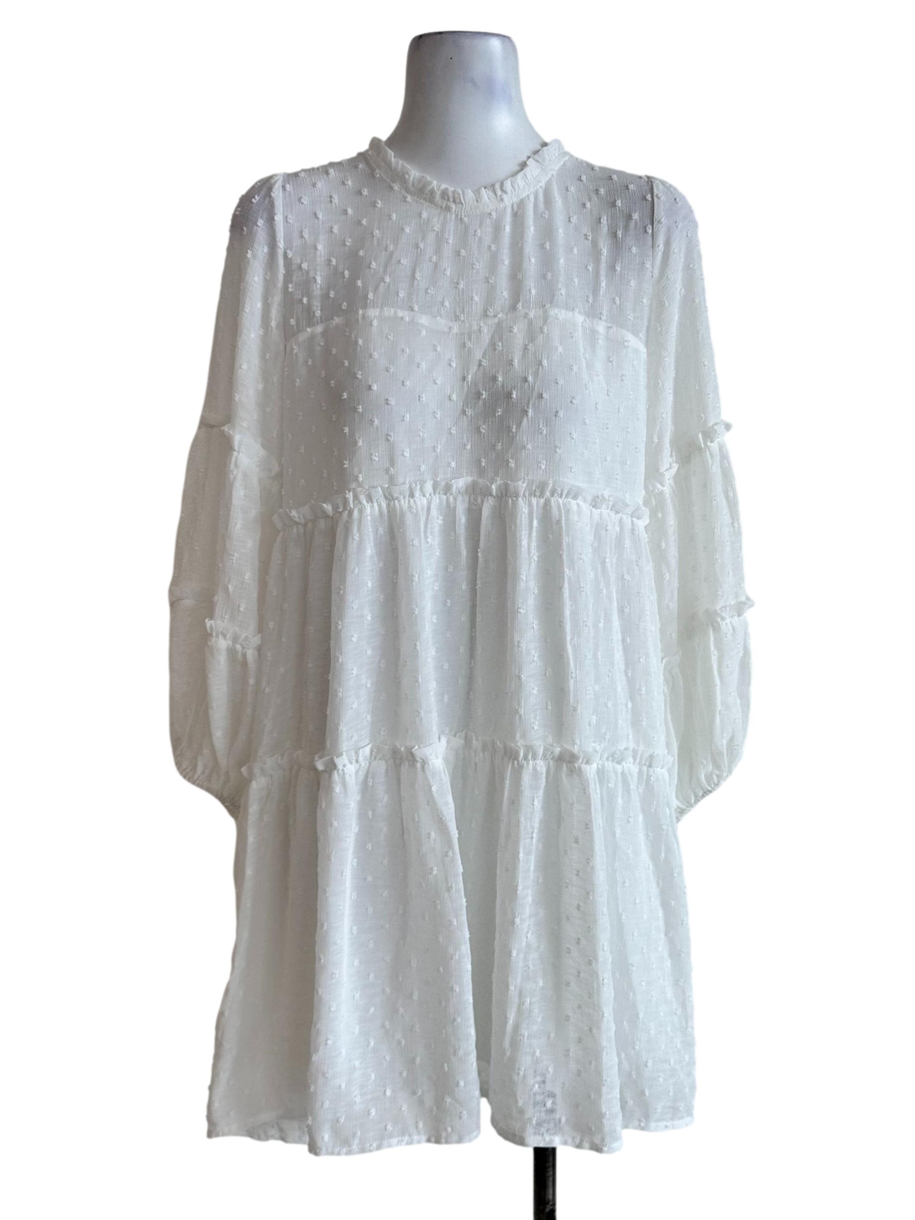 Porcelain White Dots Pattern Dress