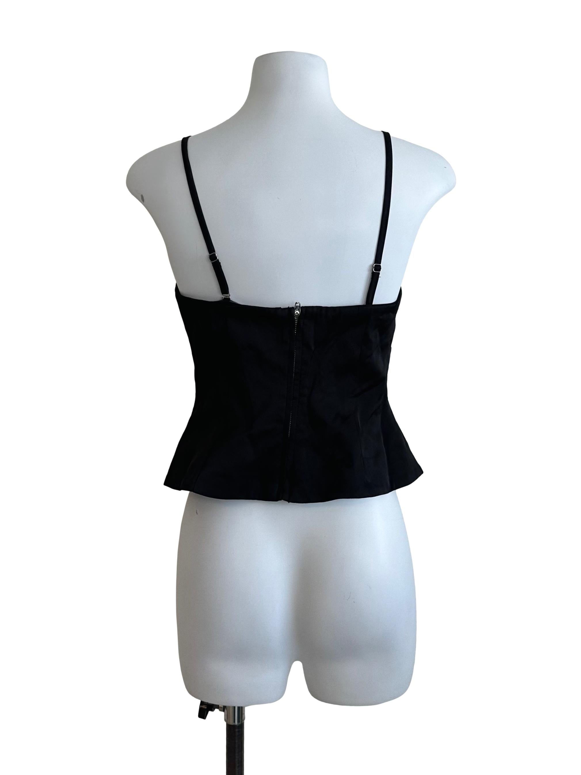 Onyx Black Sweetheart Neck Fitted Top