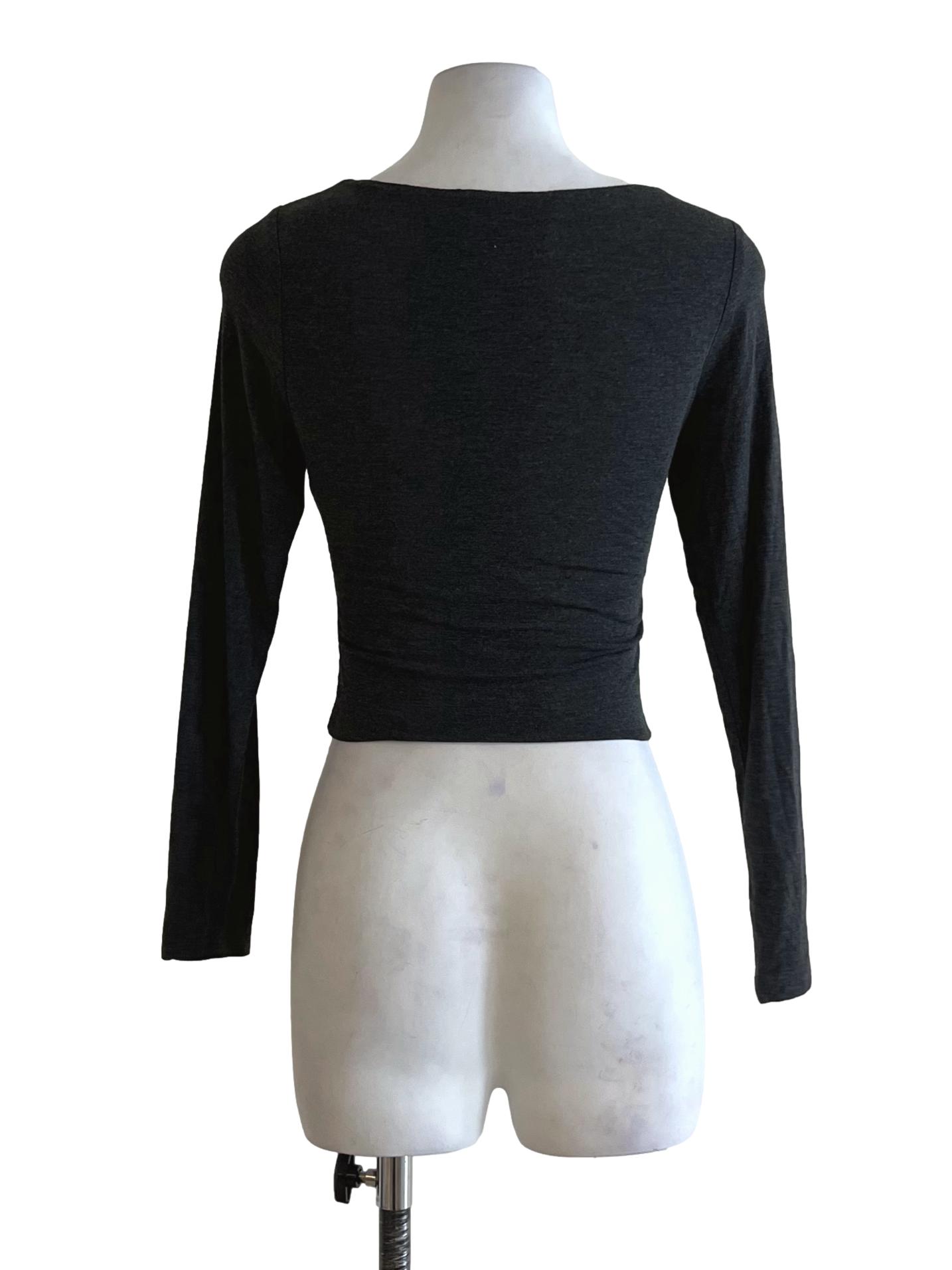Grey Square Neckline Blouse