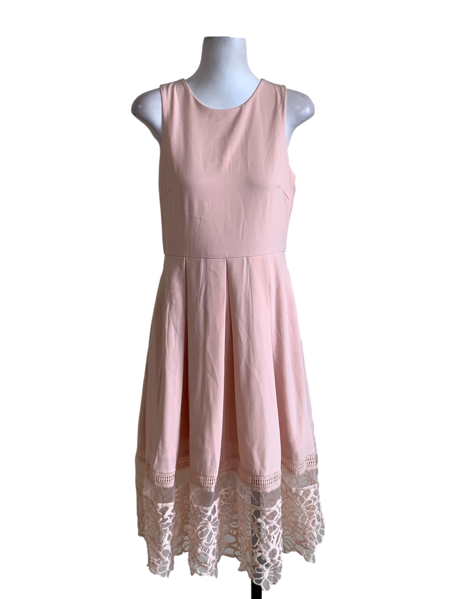 Blush Pink Bateau Neckline A-Line Dress