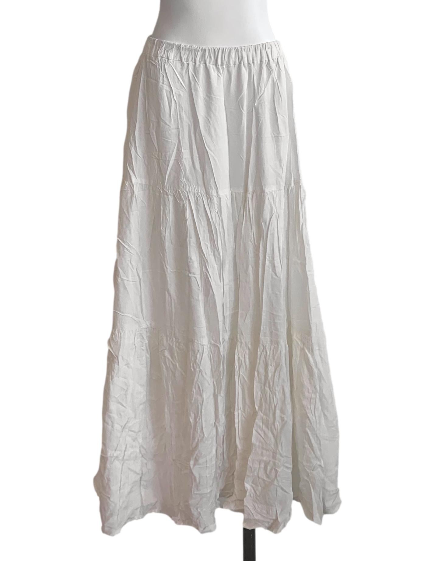 White Tiered Long Skirt