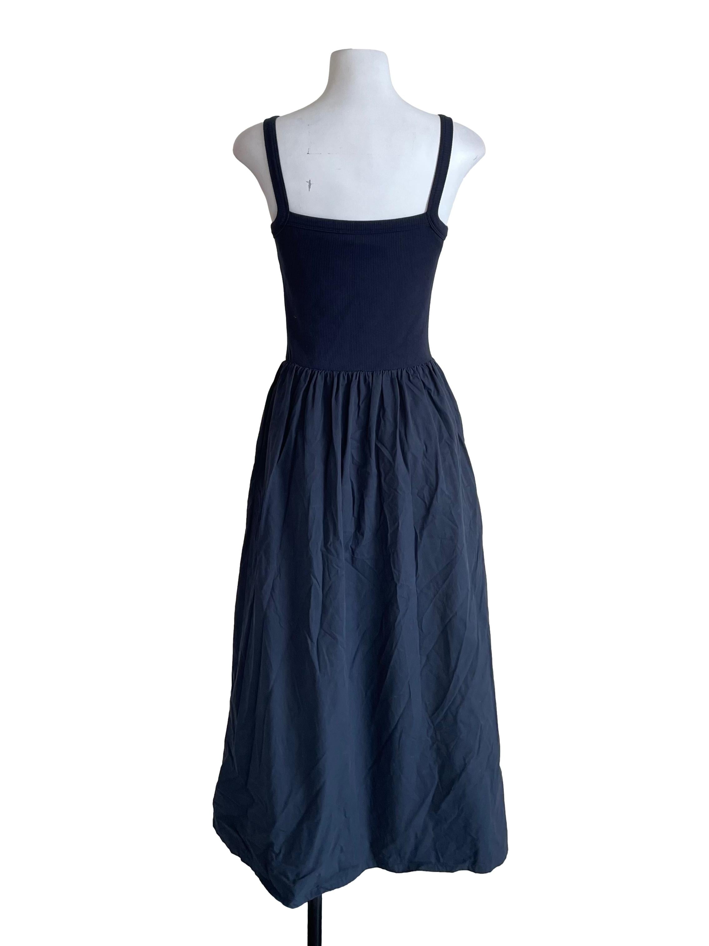 Navy Blue Two Textured Bouffant Dress