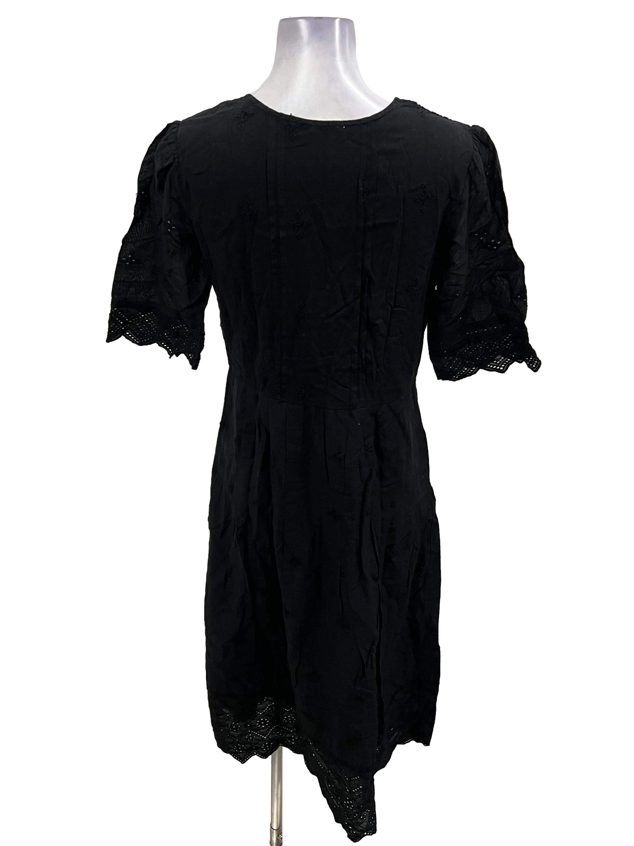 Black Square Neck Textured Dress