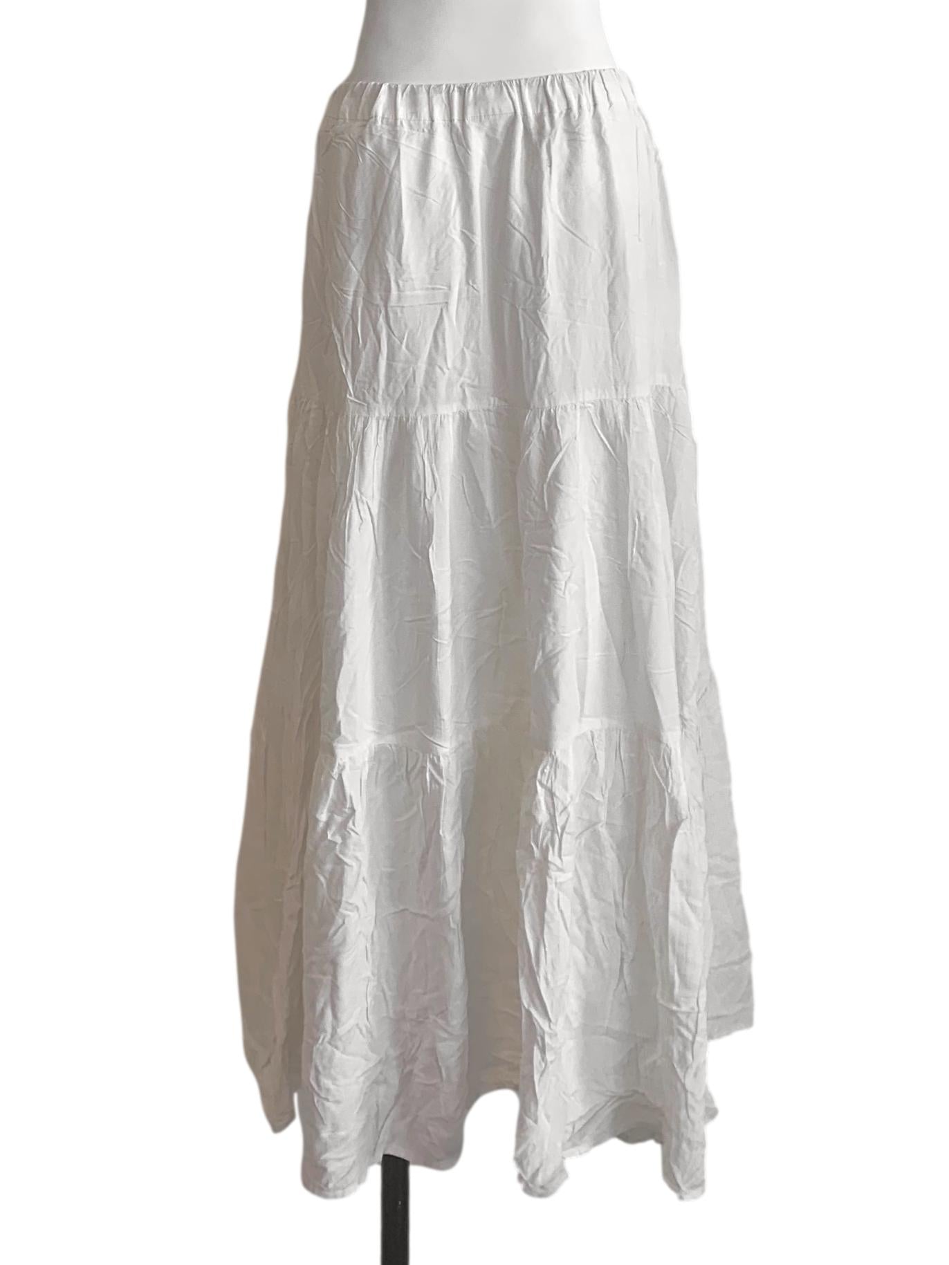 White Tiered Long Skirt