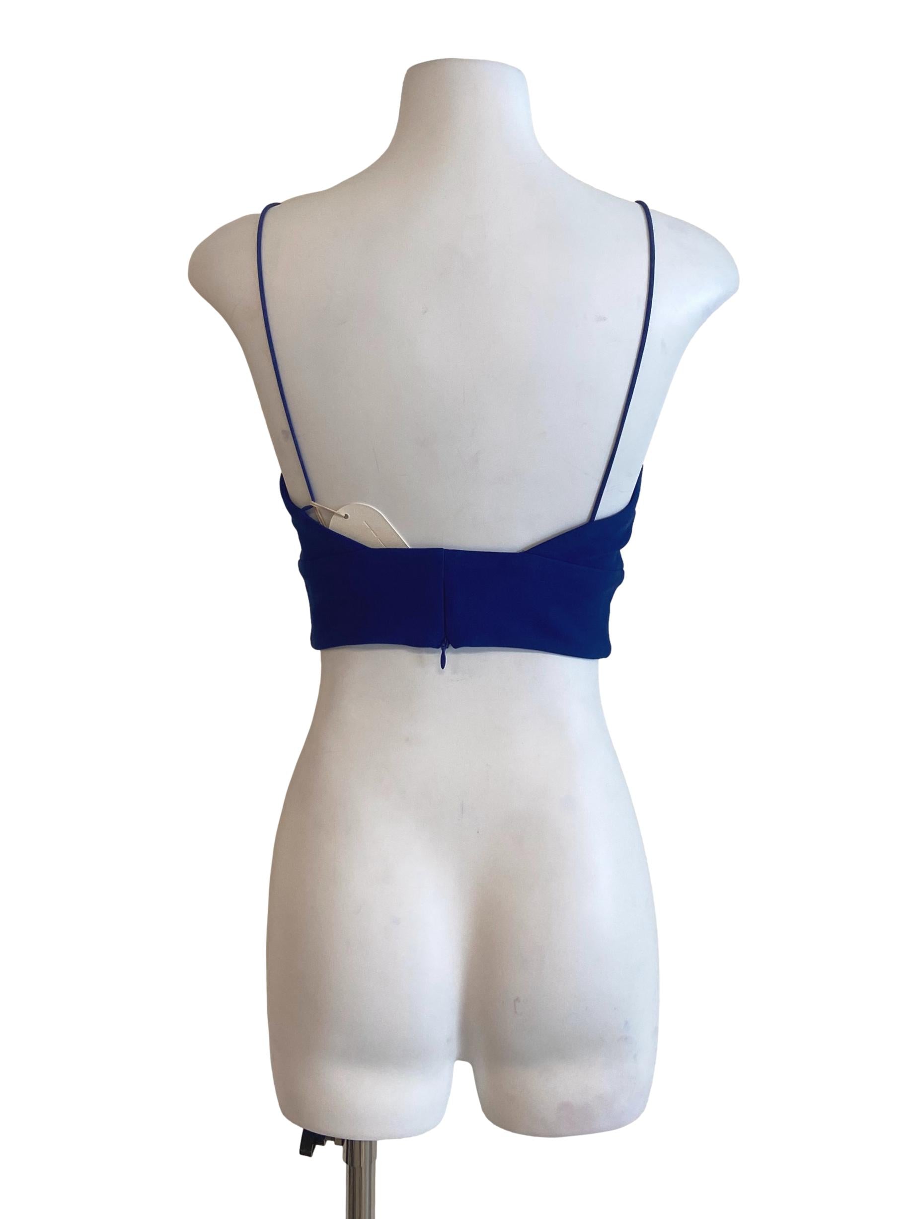 Lapis Blue Spaghetti Straps Crop Tops