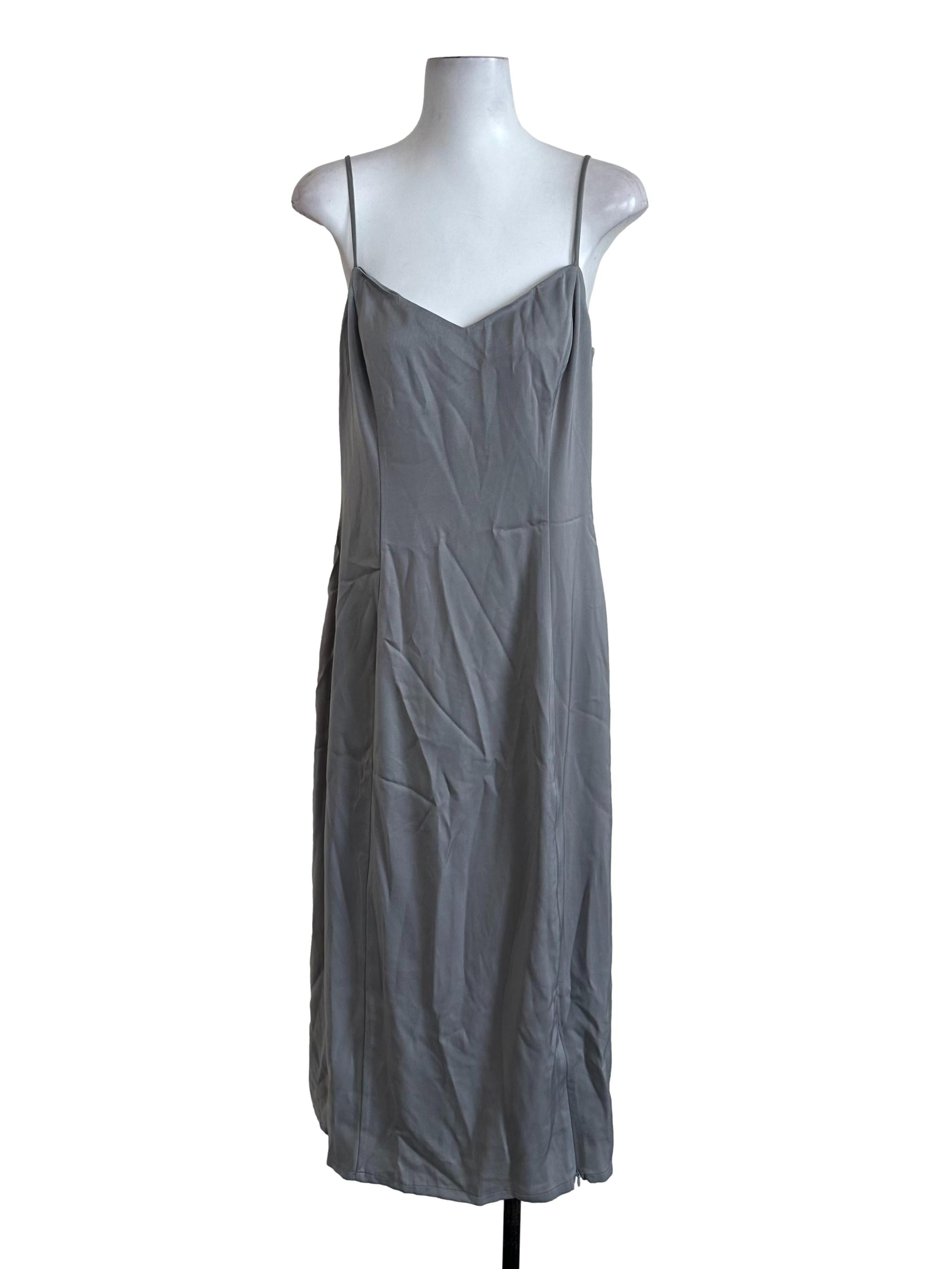 Dark Grey V Neck Spaghetti Strap Dress