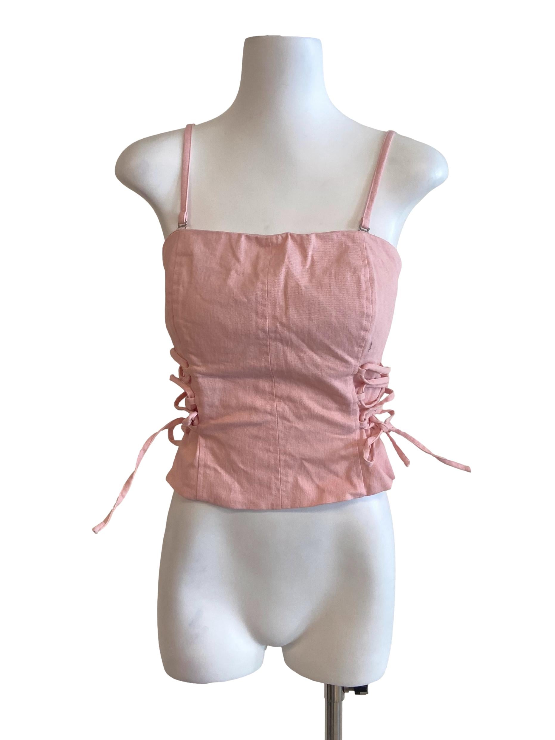 Watermelon Pink Sleeveless Corset Top