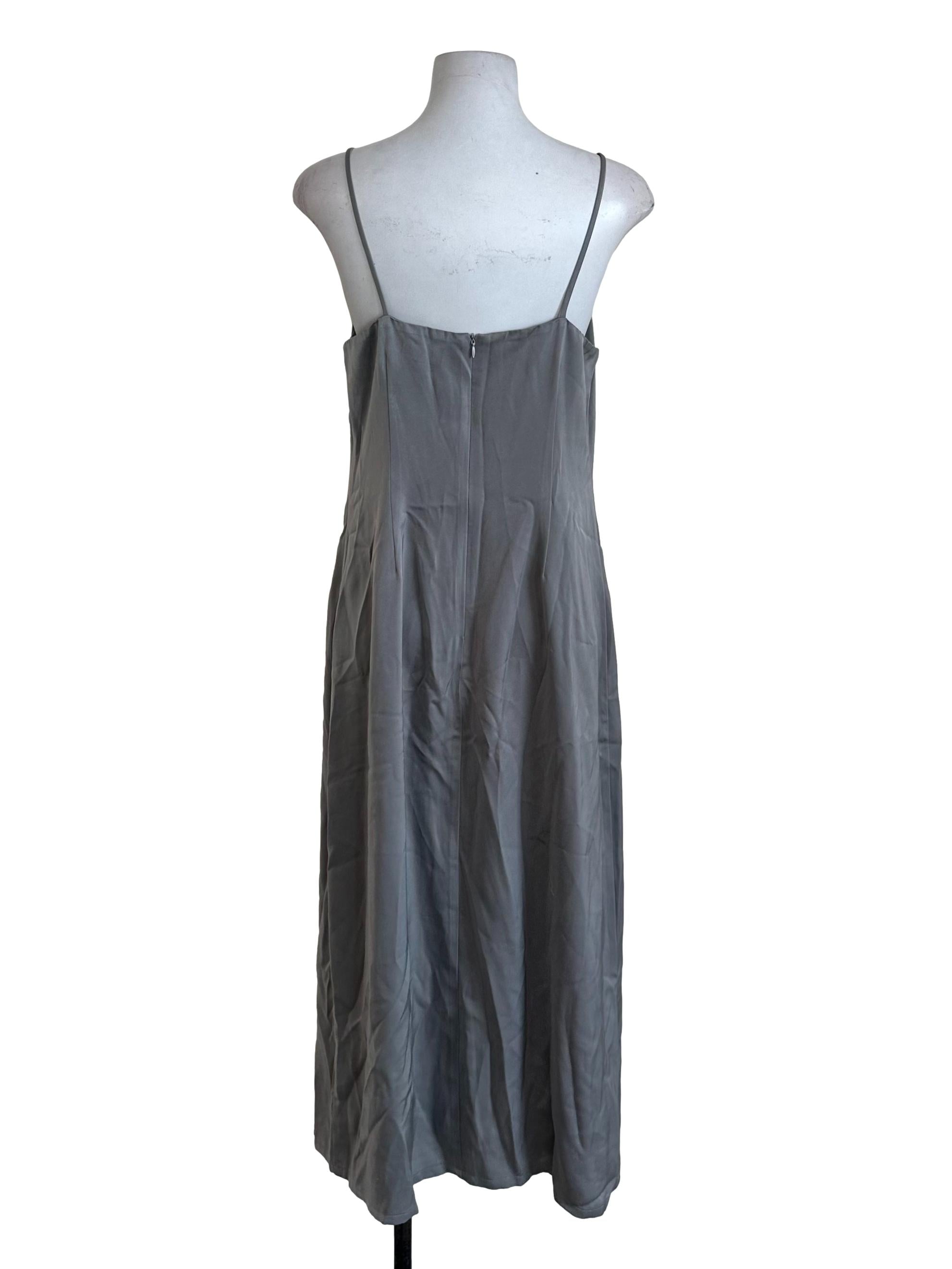 Dark Grey V Neck Spaghetti Strap Dress