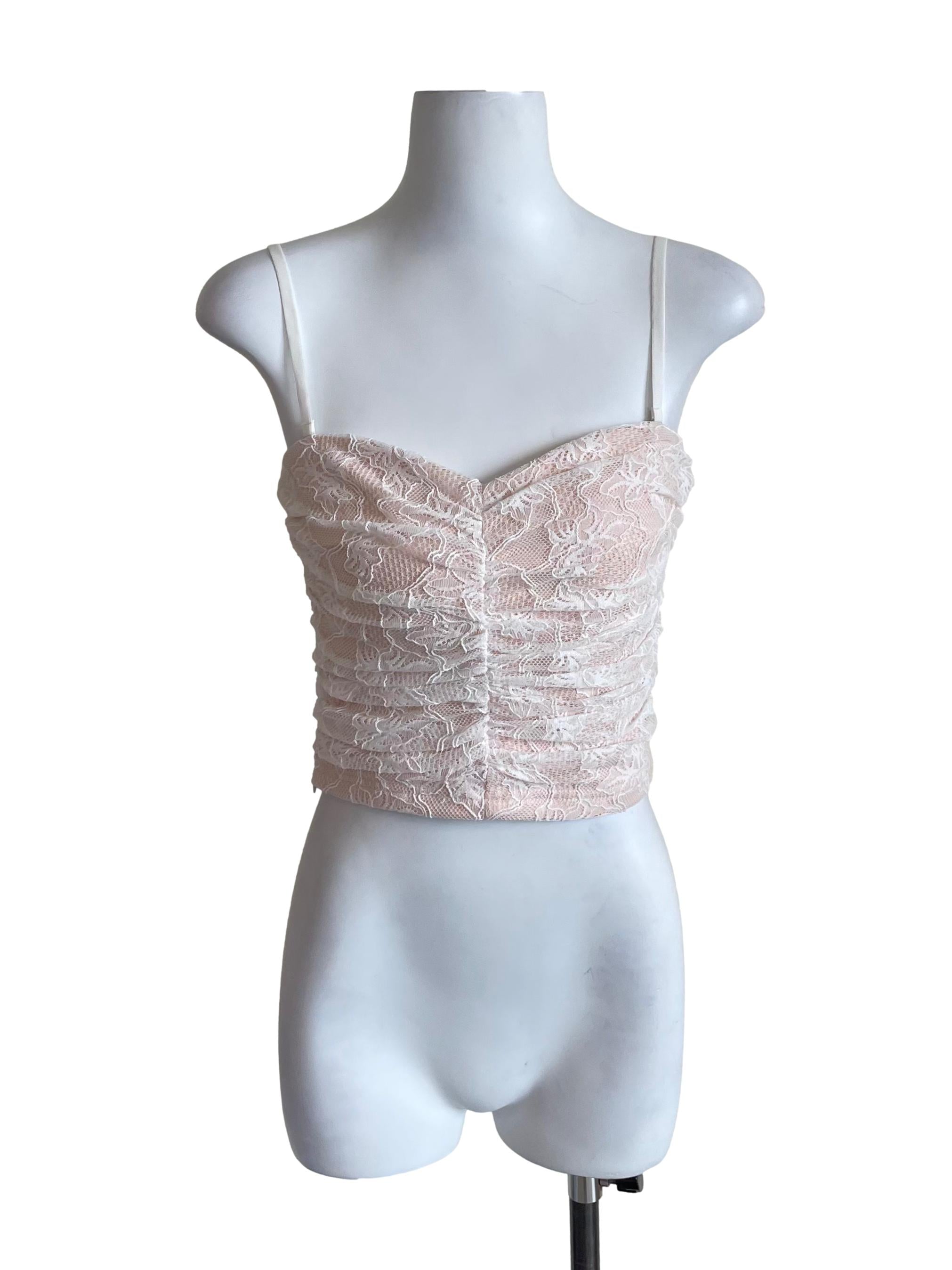 White Draped Lace Sweetheart Camisole