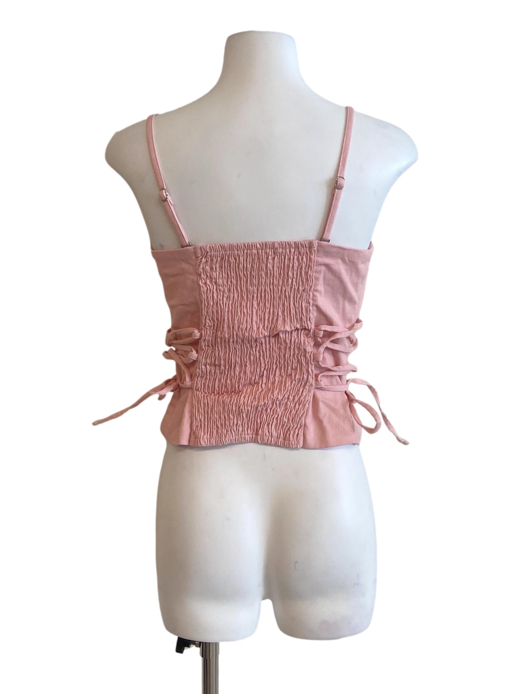 Watermelon Pink Sleeveless Corset Top
