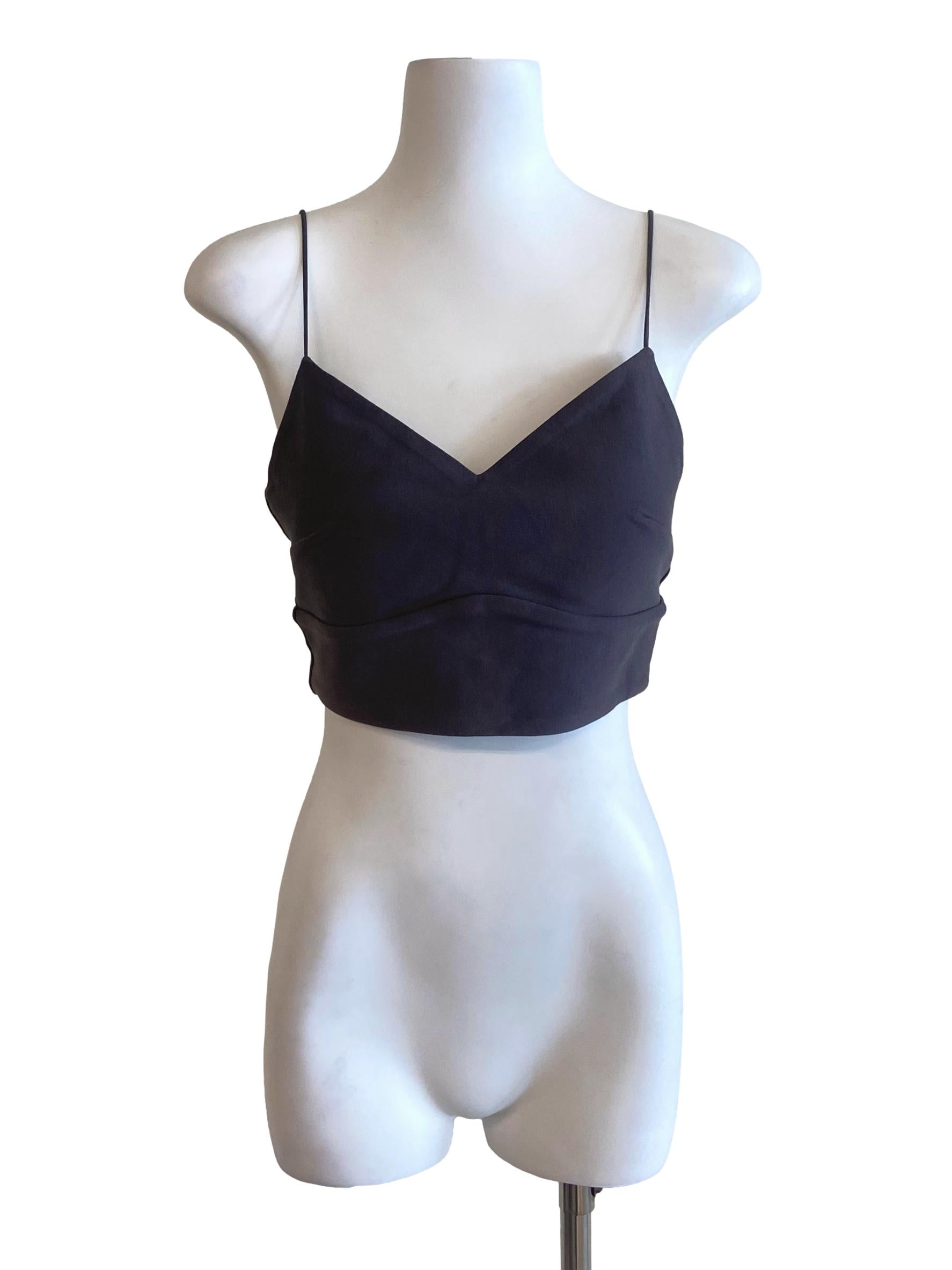 Fog Grey Spaghetti Straps Crop Tops