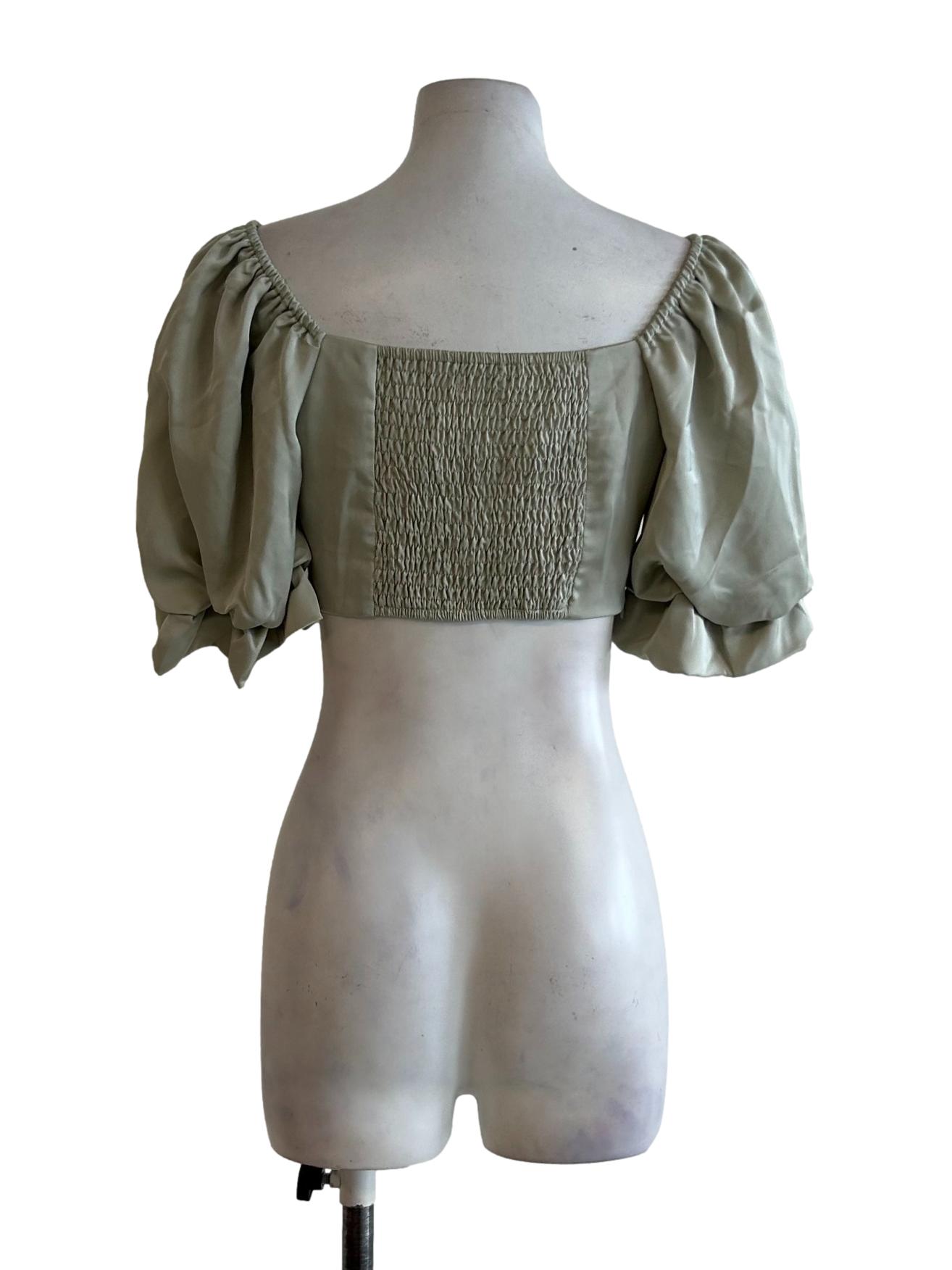 Sage Green Puff Shoulder Top