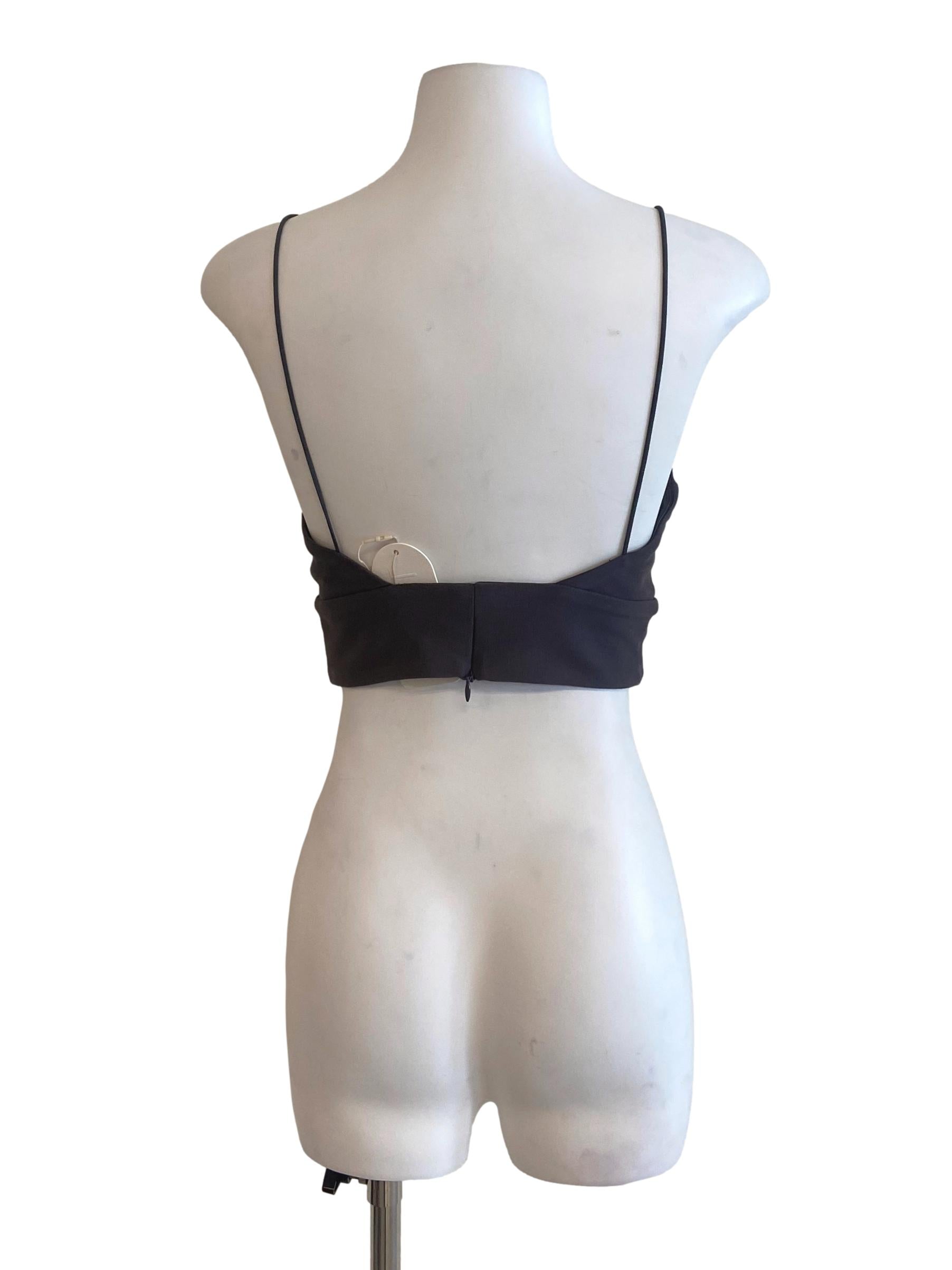 Fog Grey Spaghetti Straps Crop Tops