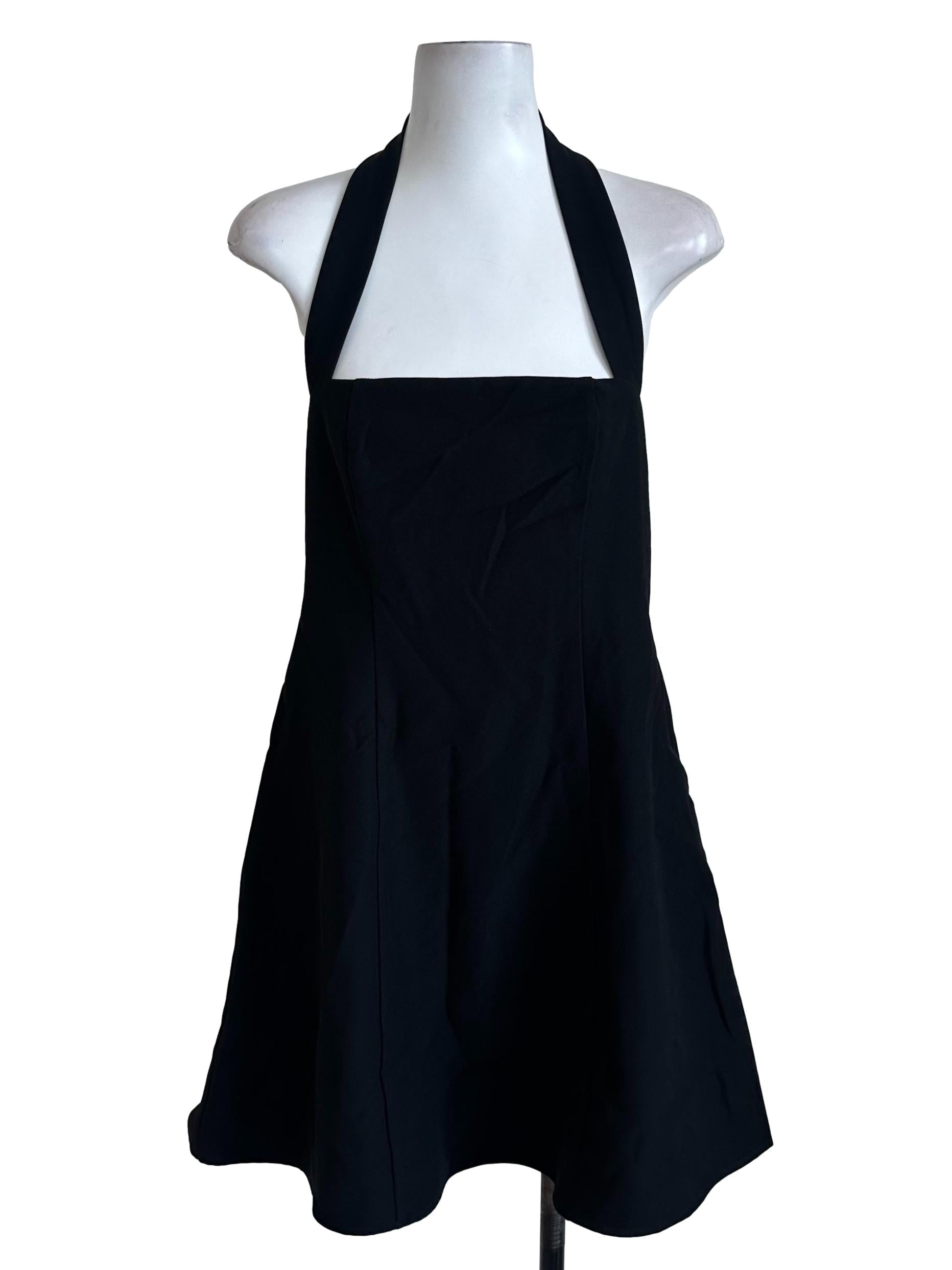 Onyx Black Halter Backless Dress