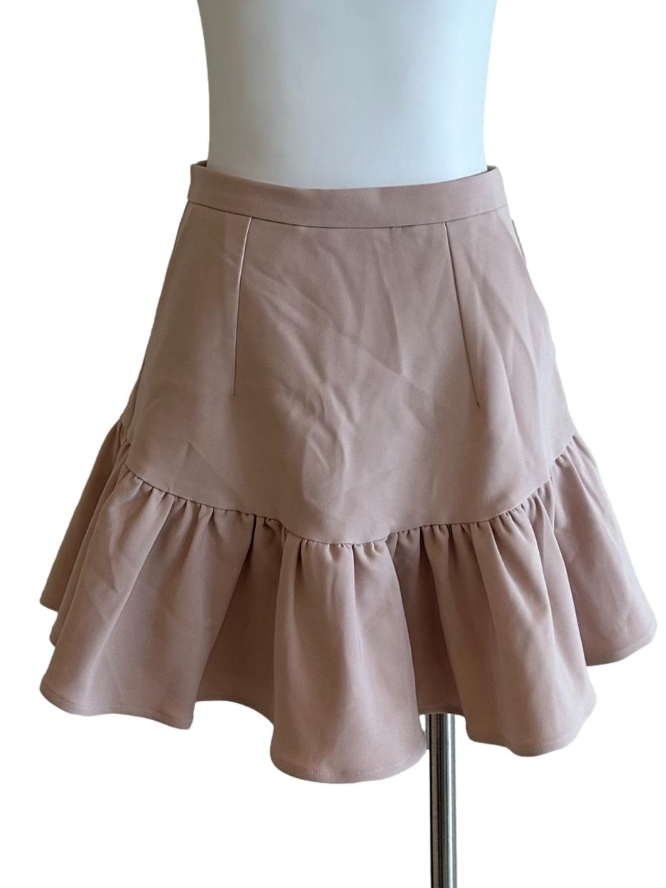 Nude Pink Trumpet Mini Skirt