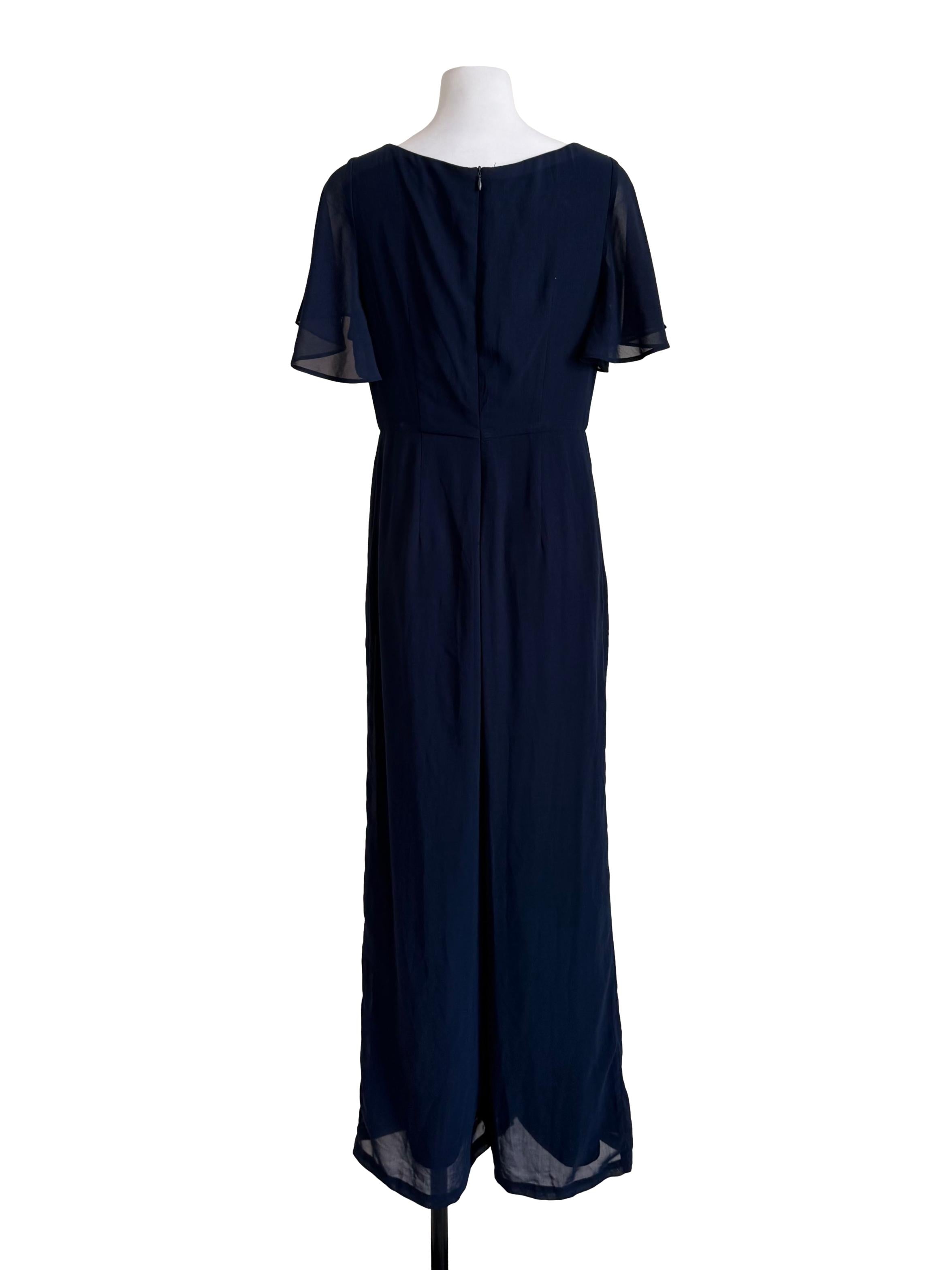 Navy Butterfly Sleeves Jumpsuit