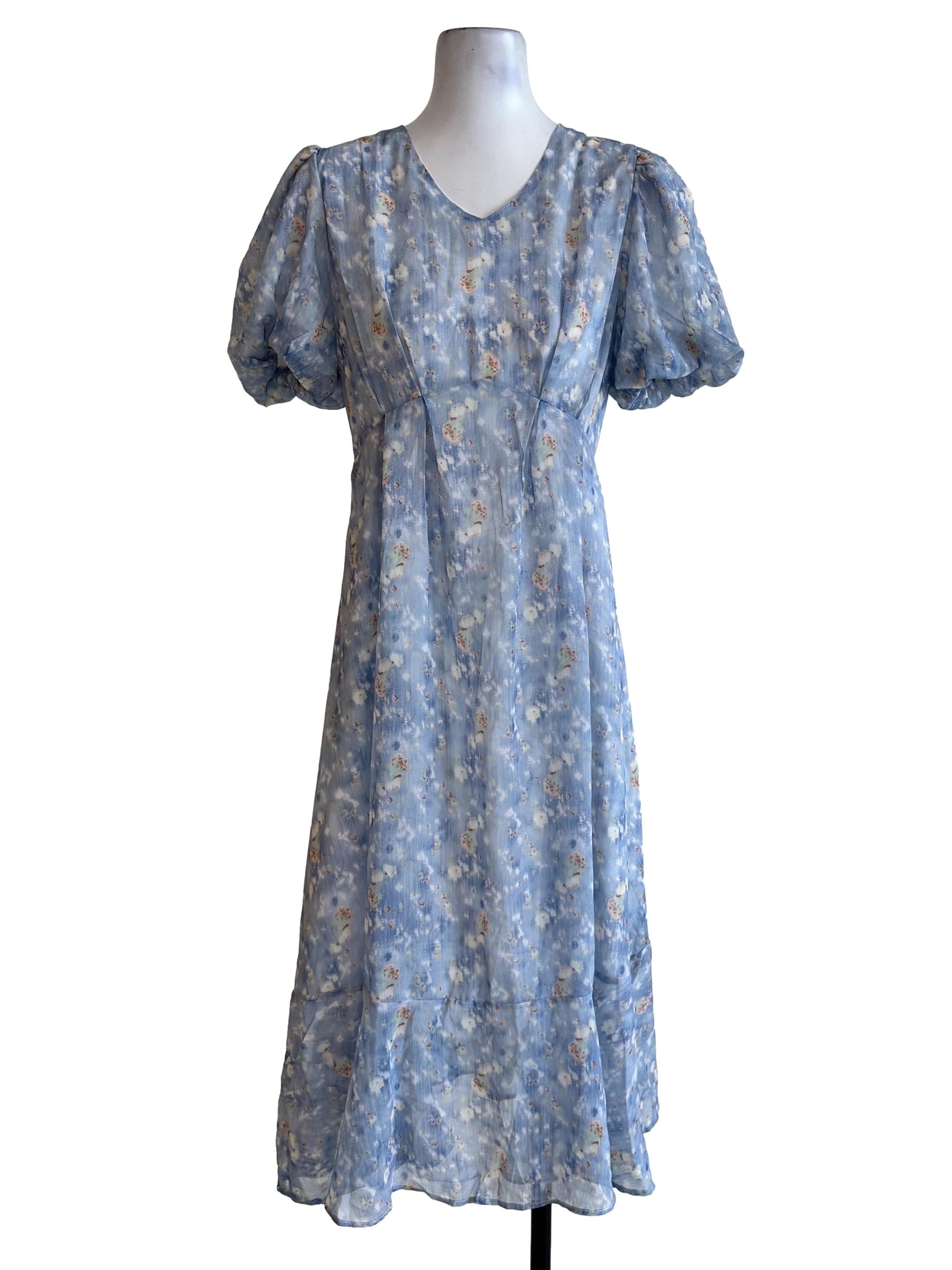 Light Blue V Neckline Dress