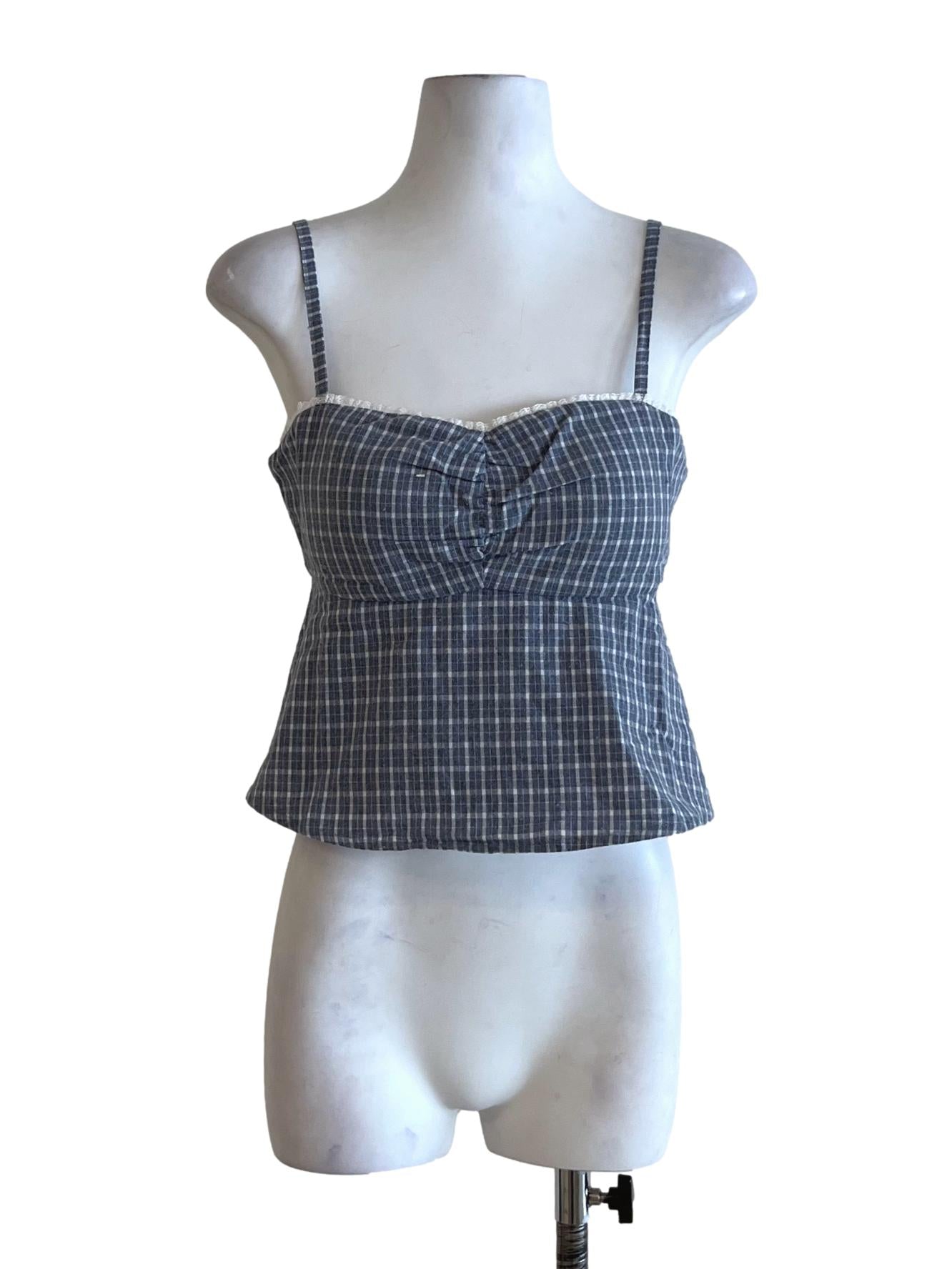 Stone Blue Tattersall Sleeveless Top