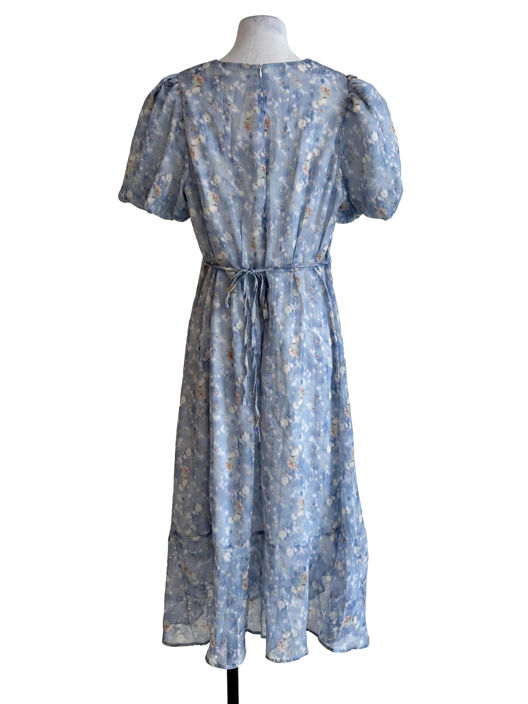 Light Blue V Neckline Dress