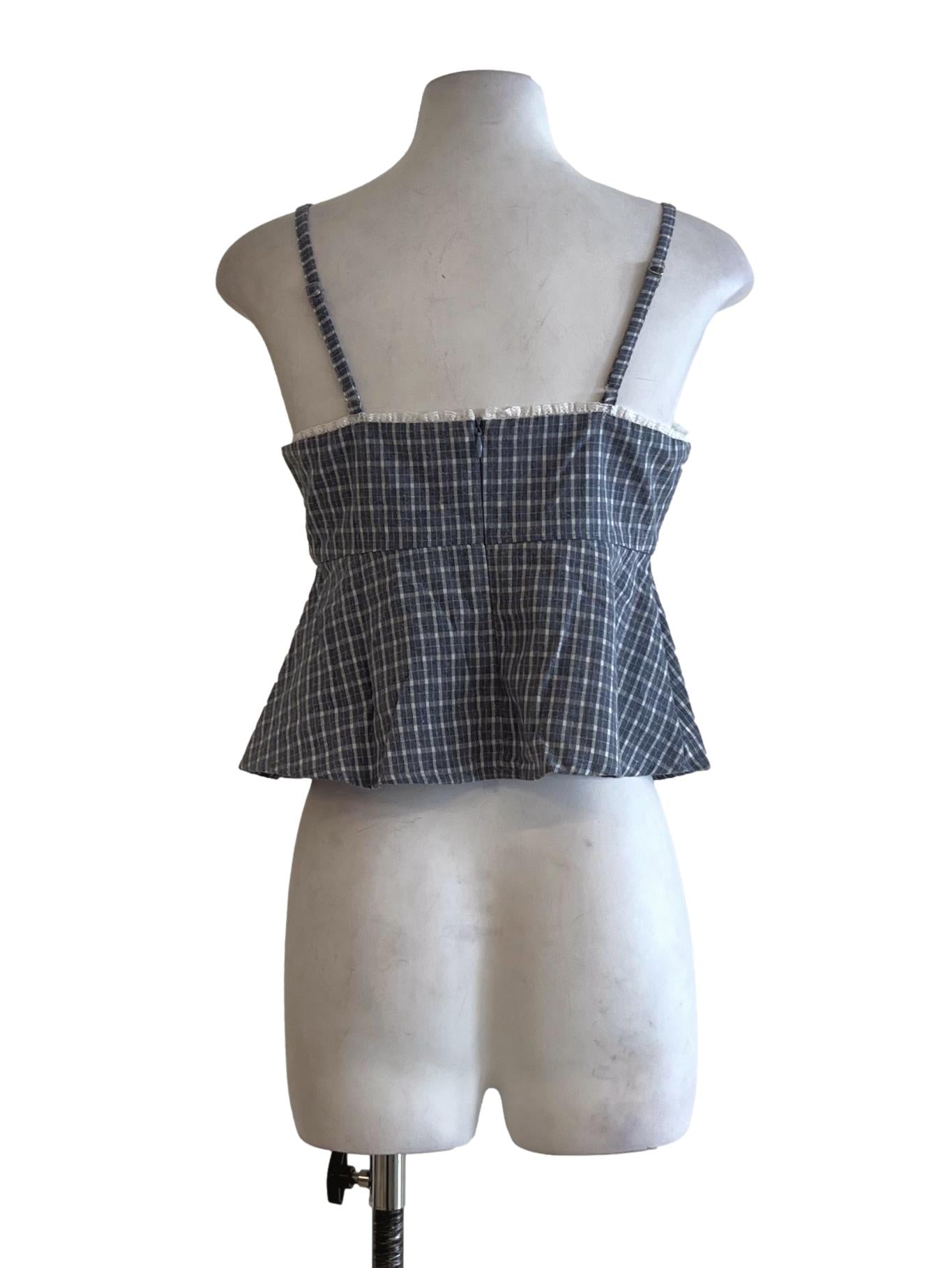 Stone Blue Tattersall Sleeveless Top