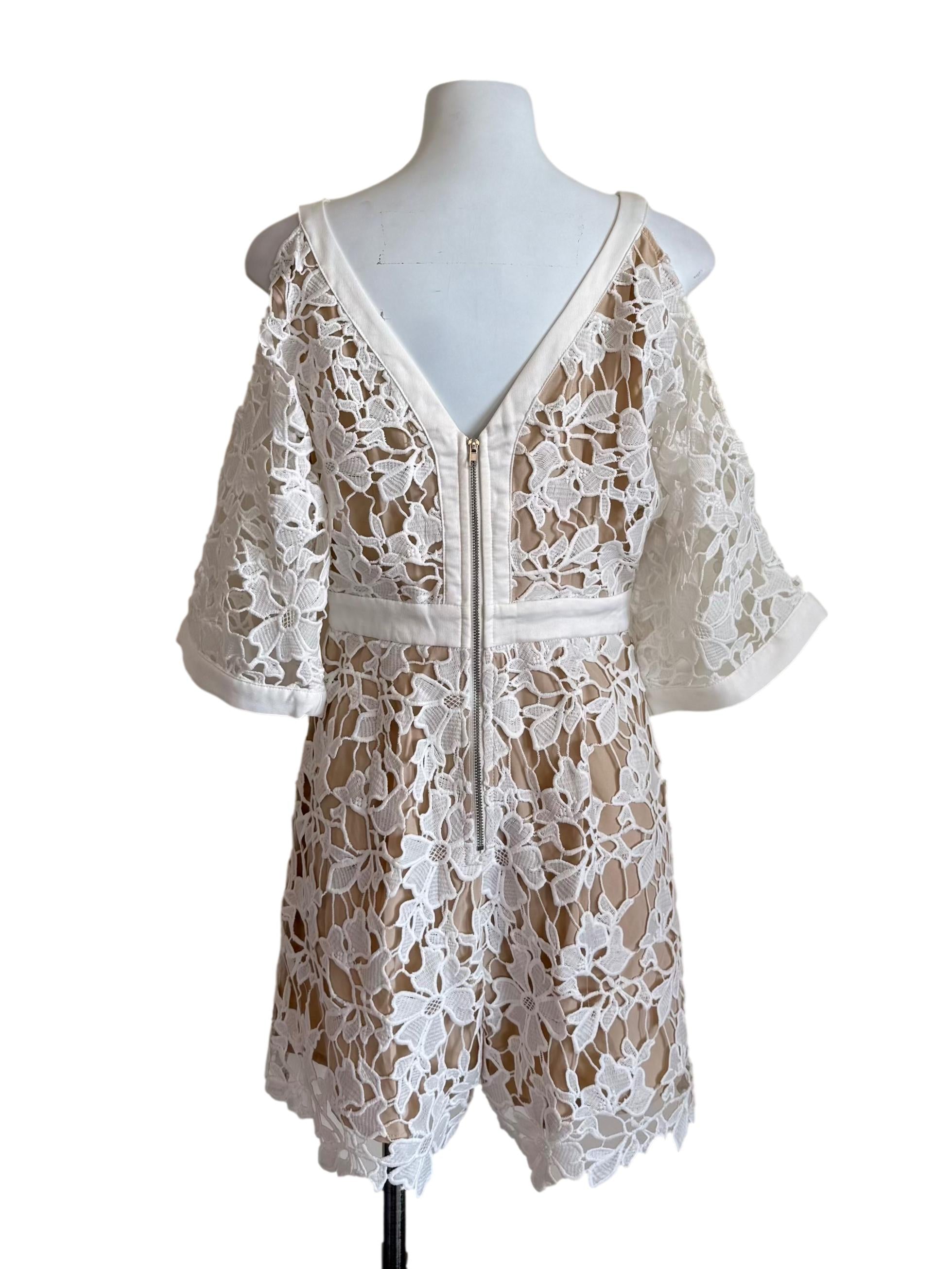 White Floral Lace Short Romper