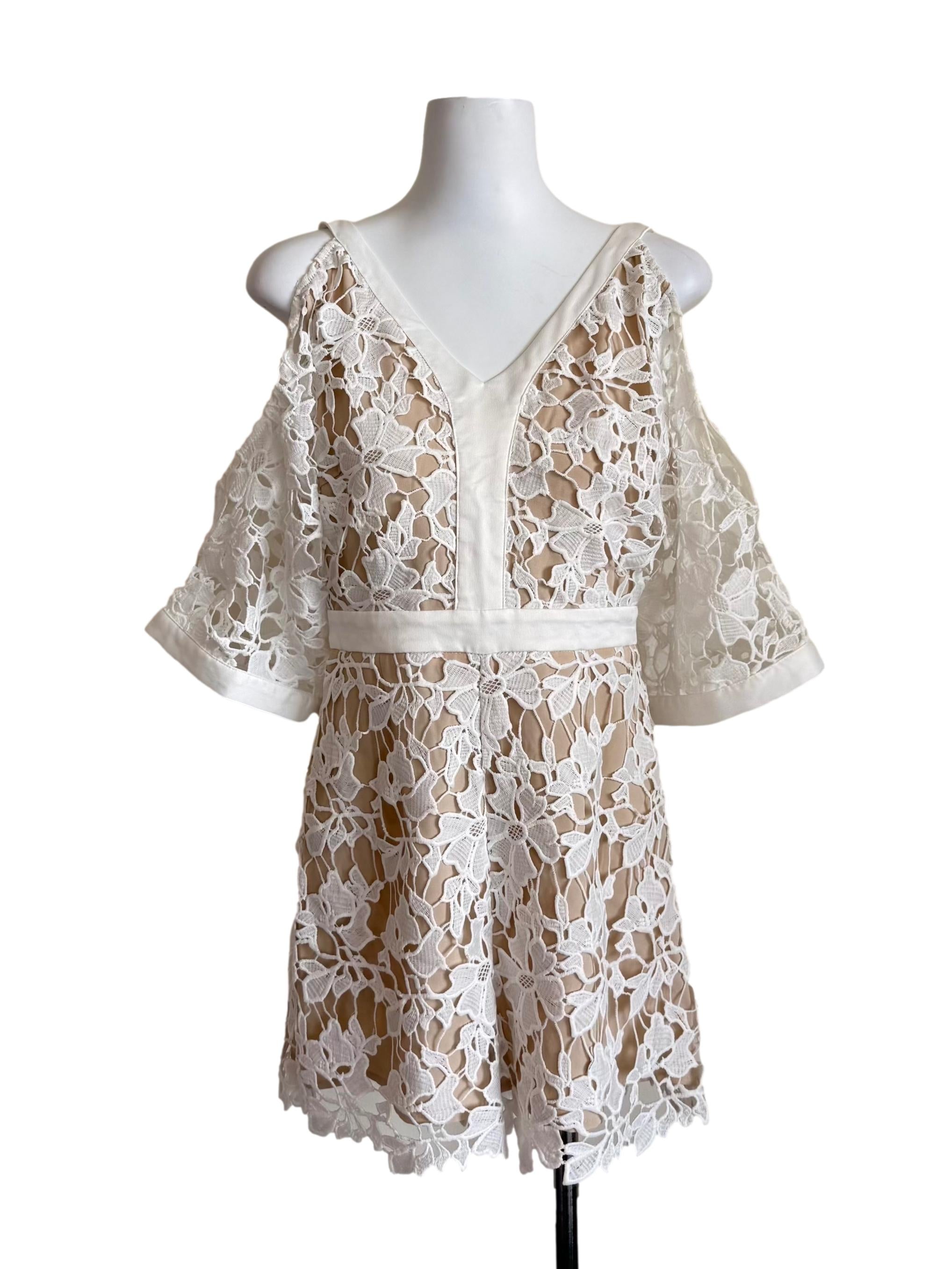 White Floral Lace Short Romper