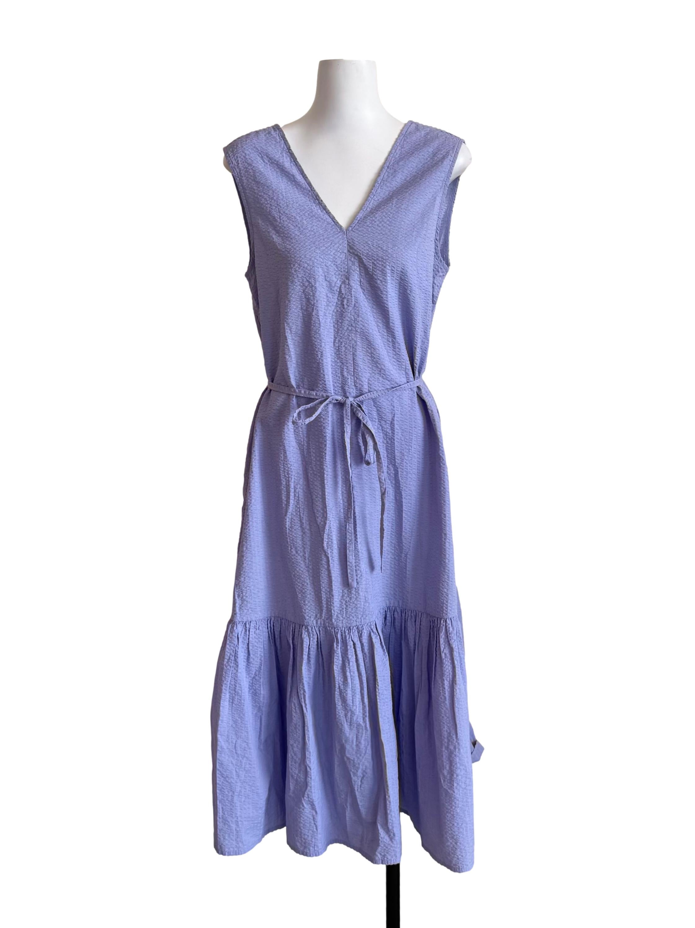 Lilac Purple V Neck Tiered Dress
