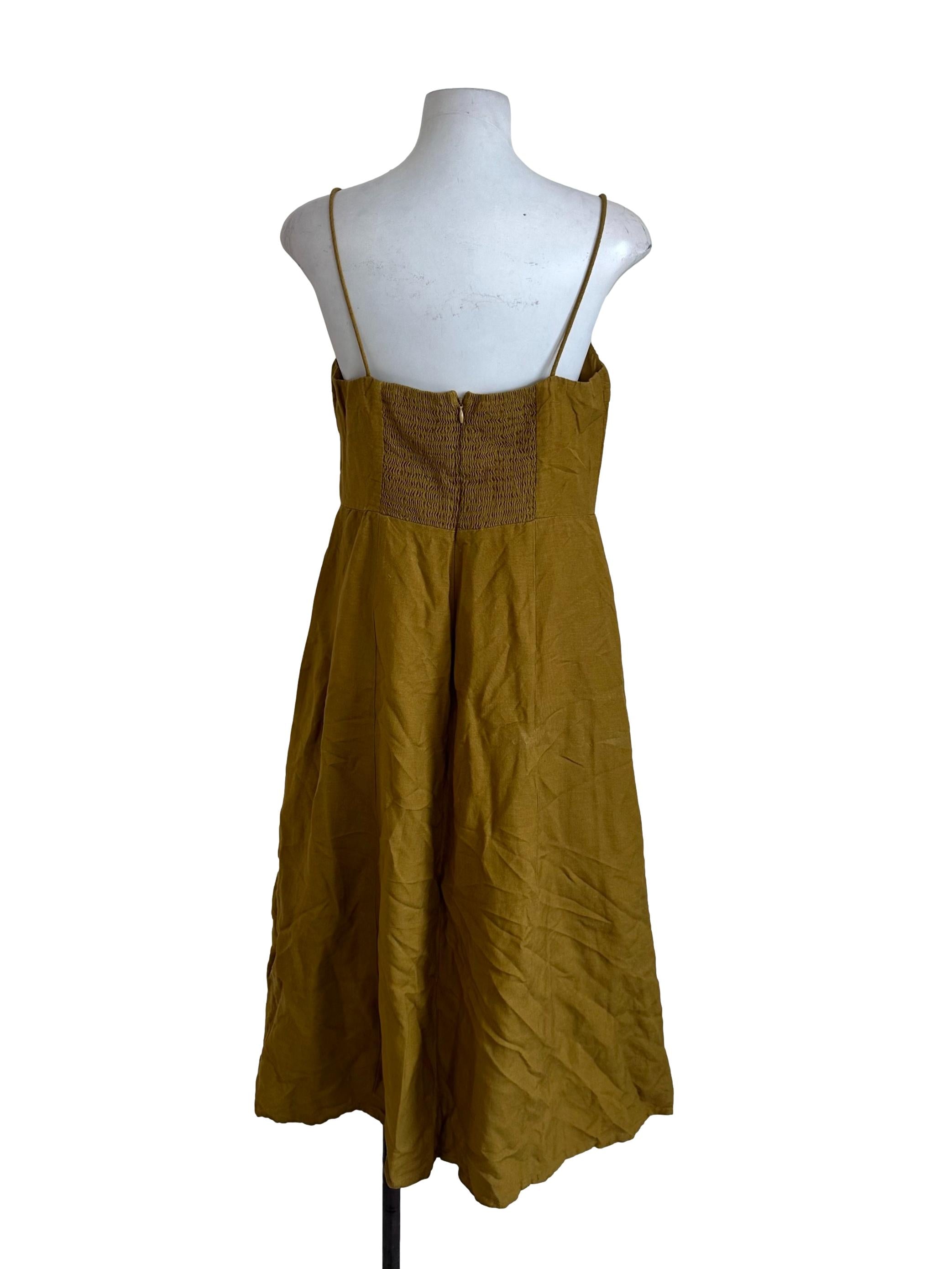 Cider Yellow Square Neck Dress