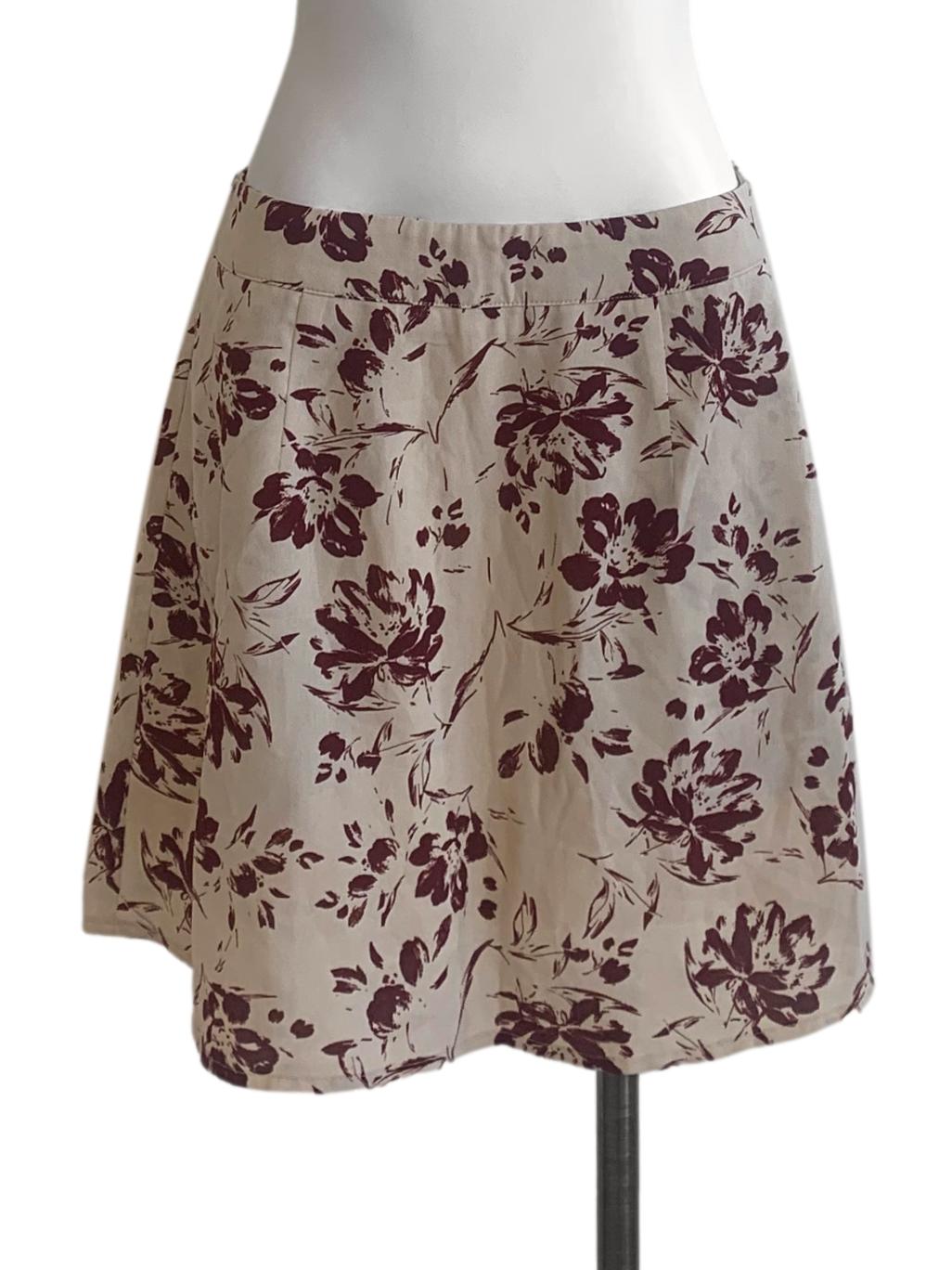 Beige Flower Pattern Skirt
