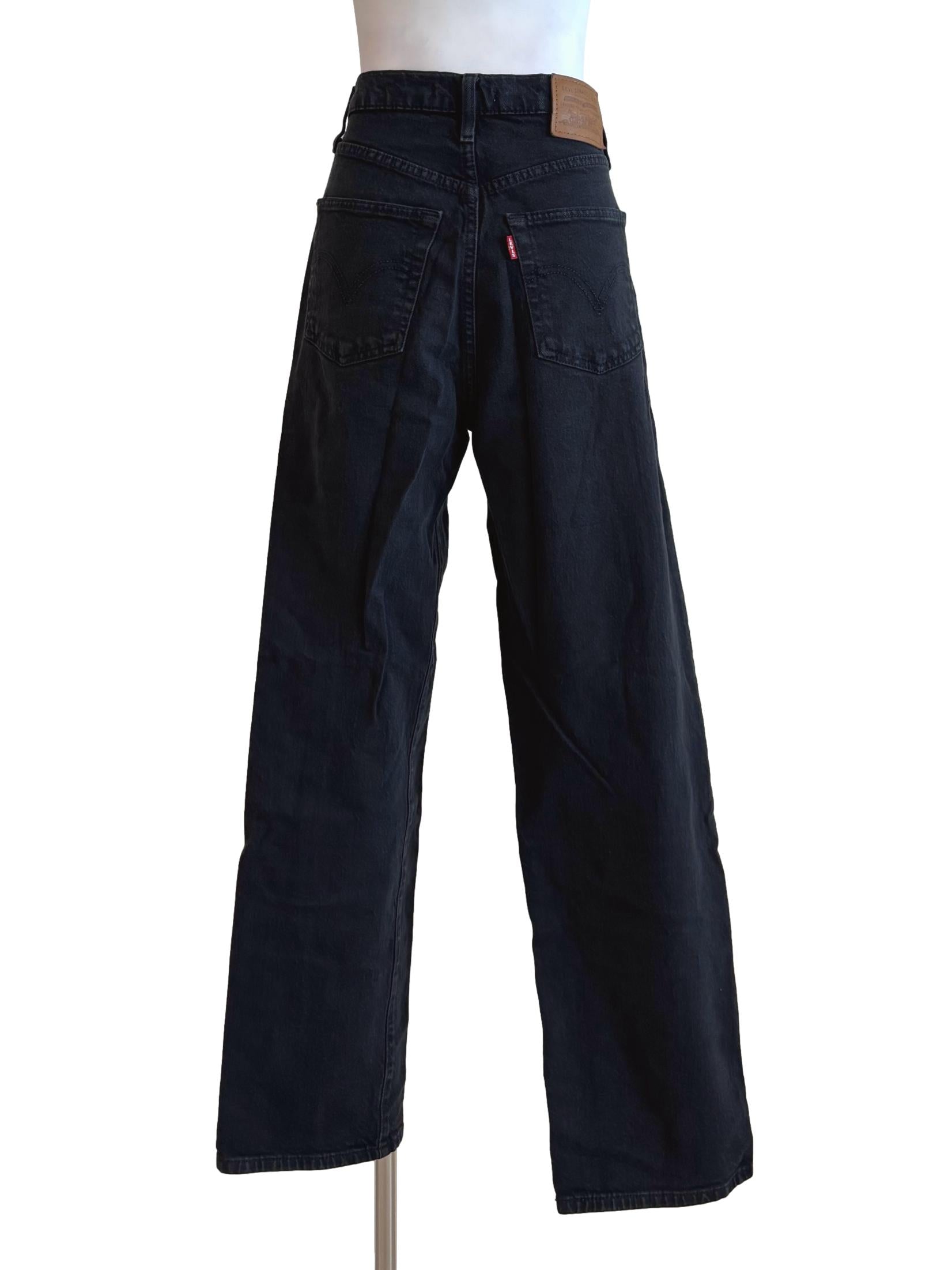 Jet Black High Waisted Button Fly Jeans
