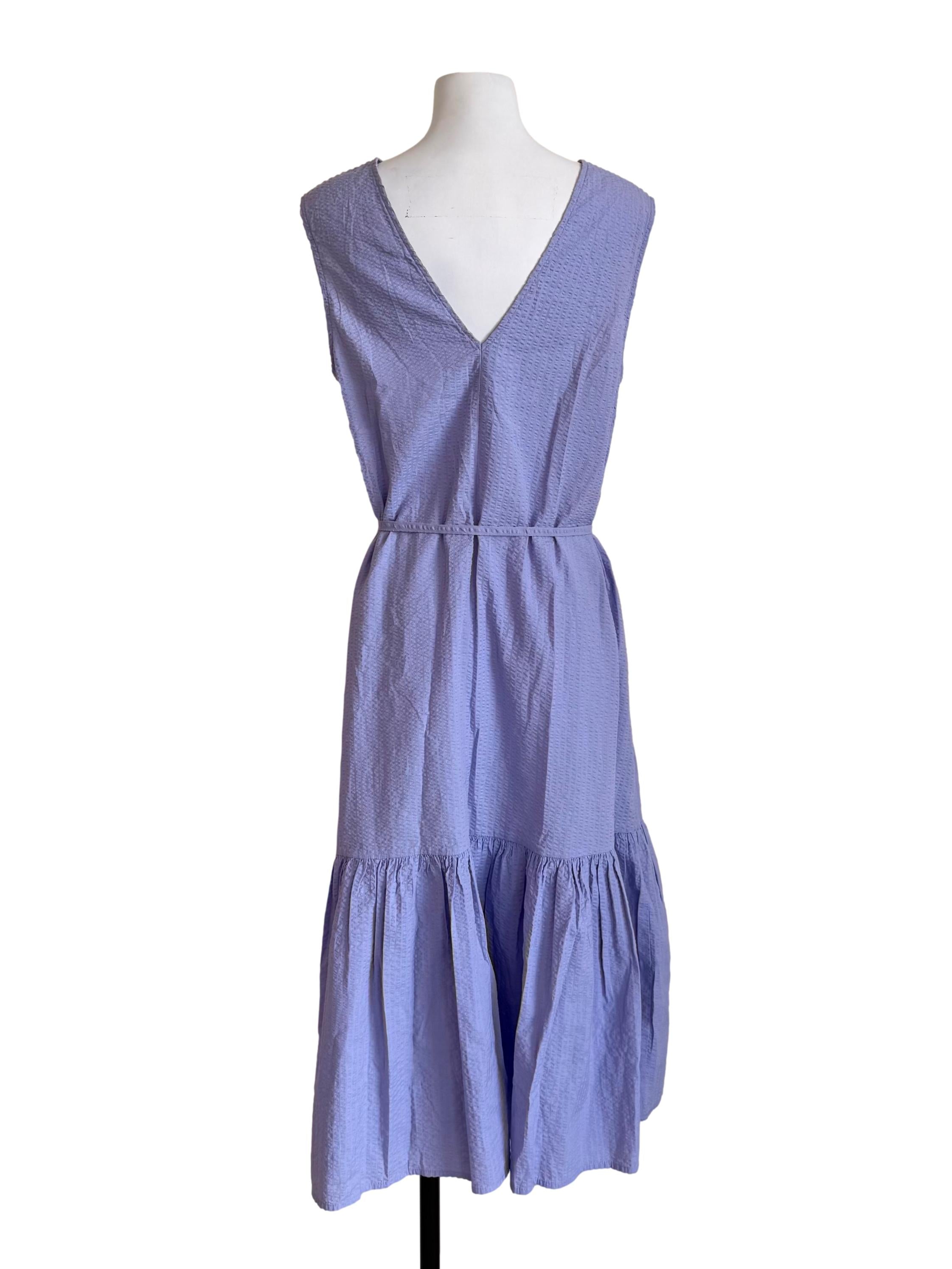 Lilac Purple V Neck Tiered Dress