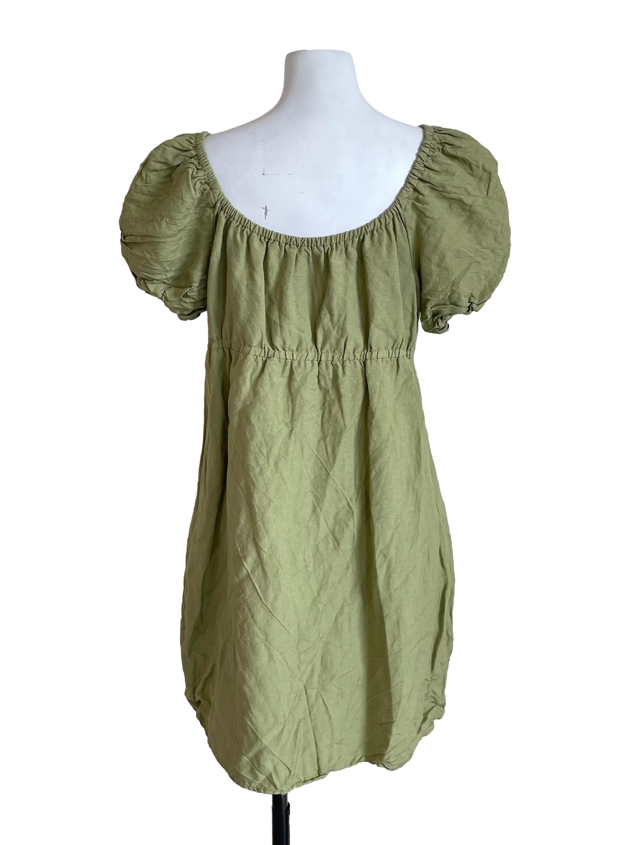Pear Green Puff Sleeves Dress