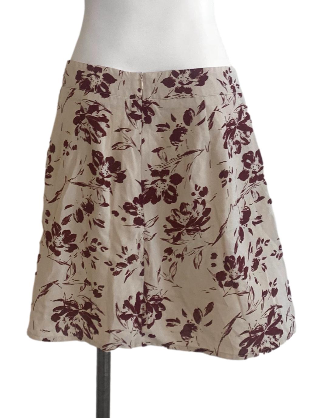 Beige Flower Pattern Skirt
