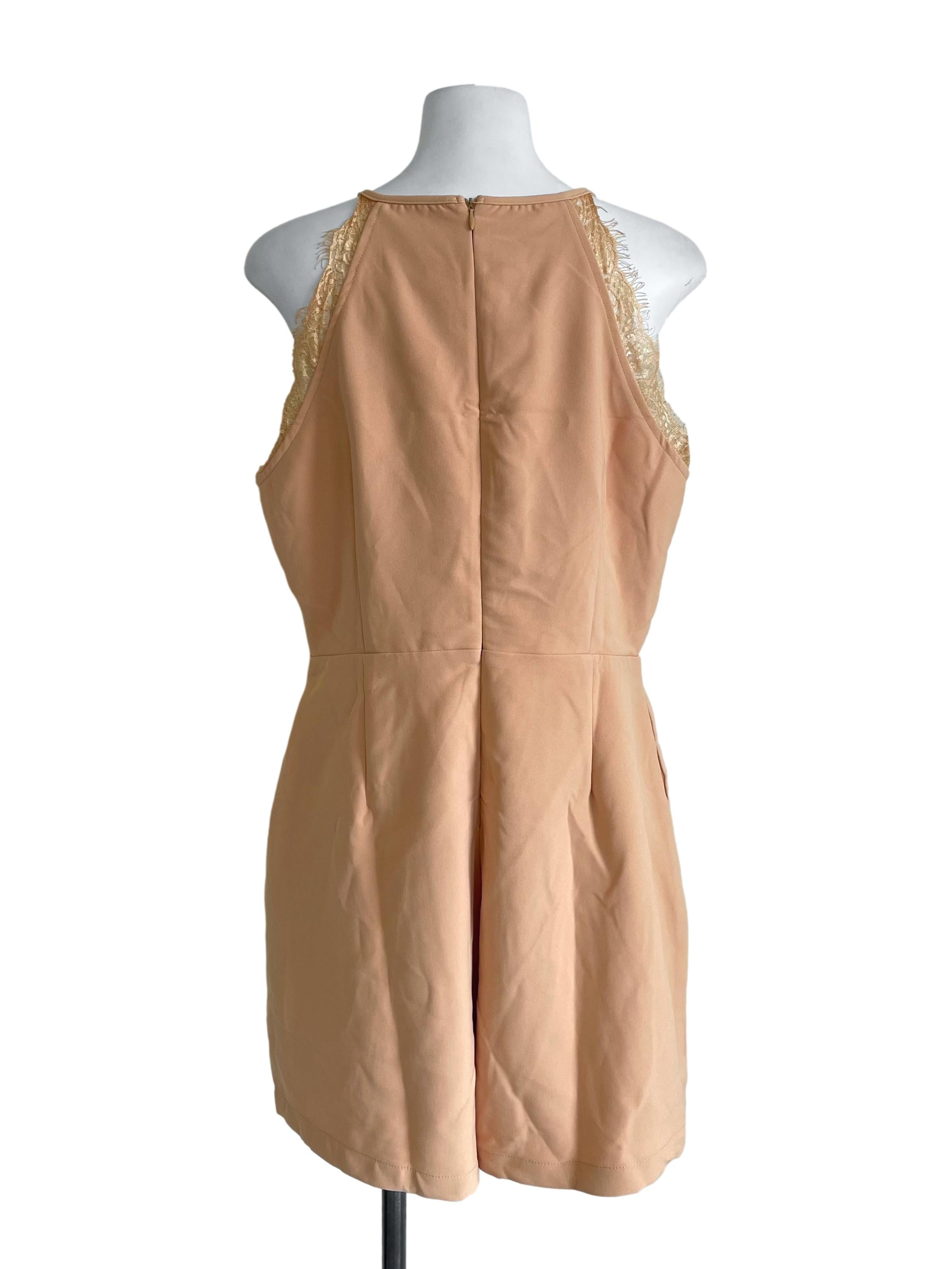 Peach Lace Trace Sleeveless Romper