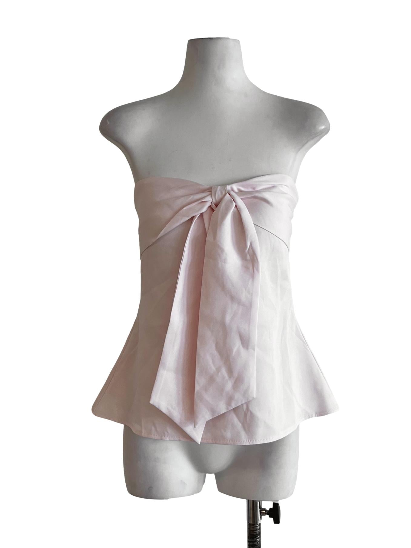 Blush Pink Plain Strapless Top