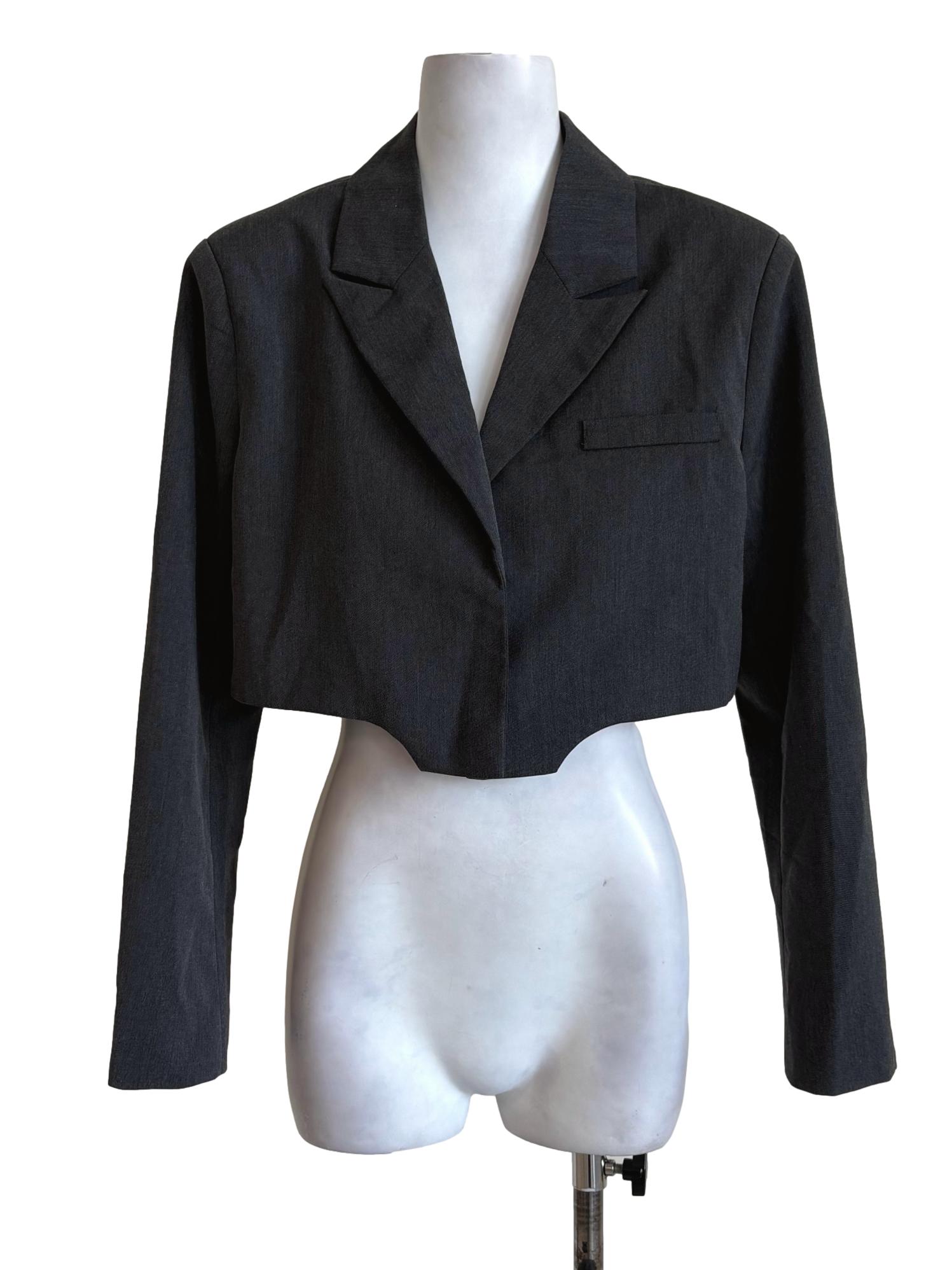 Ash Grey Cropped Blazer YHF