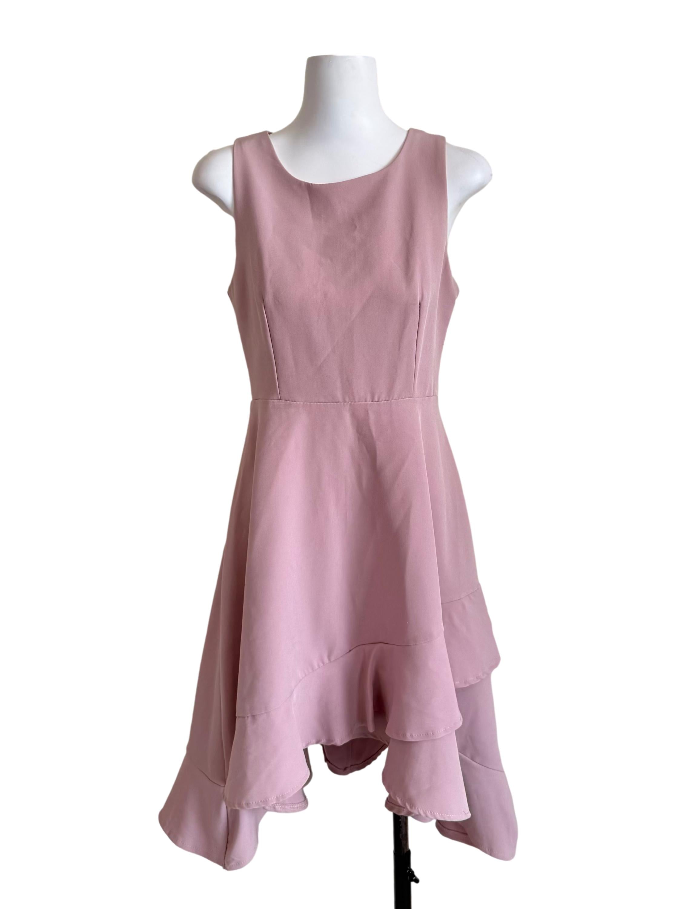 Light Pink Semi Circle Flounced Dress