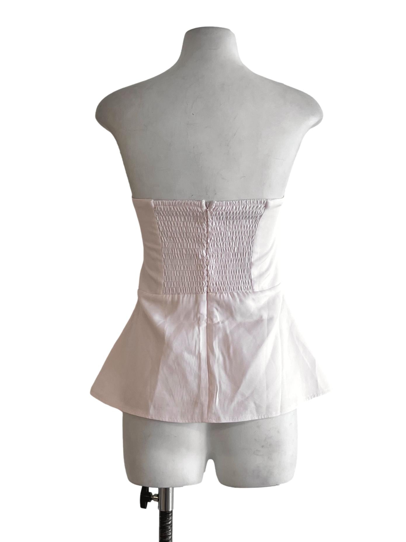 Blush Pink Plain Strapless Top