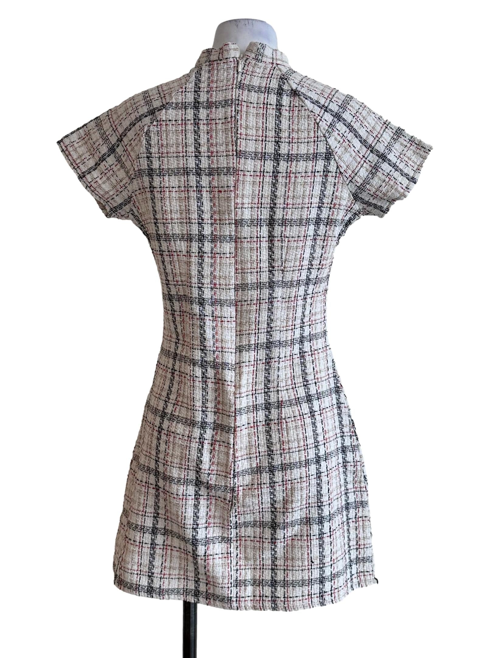 Ivory White Tweed Pattern Dress